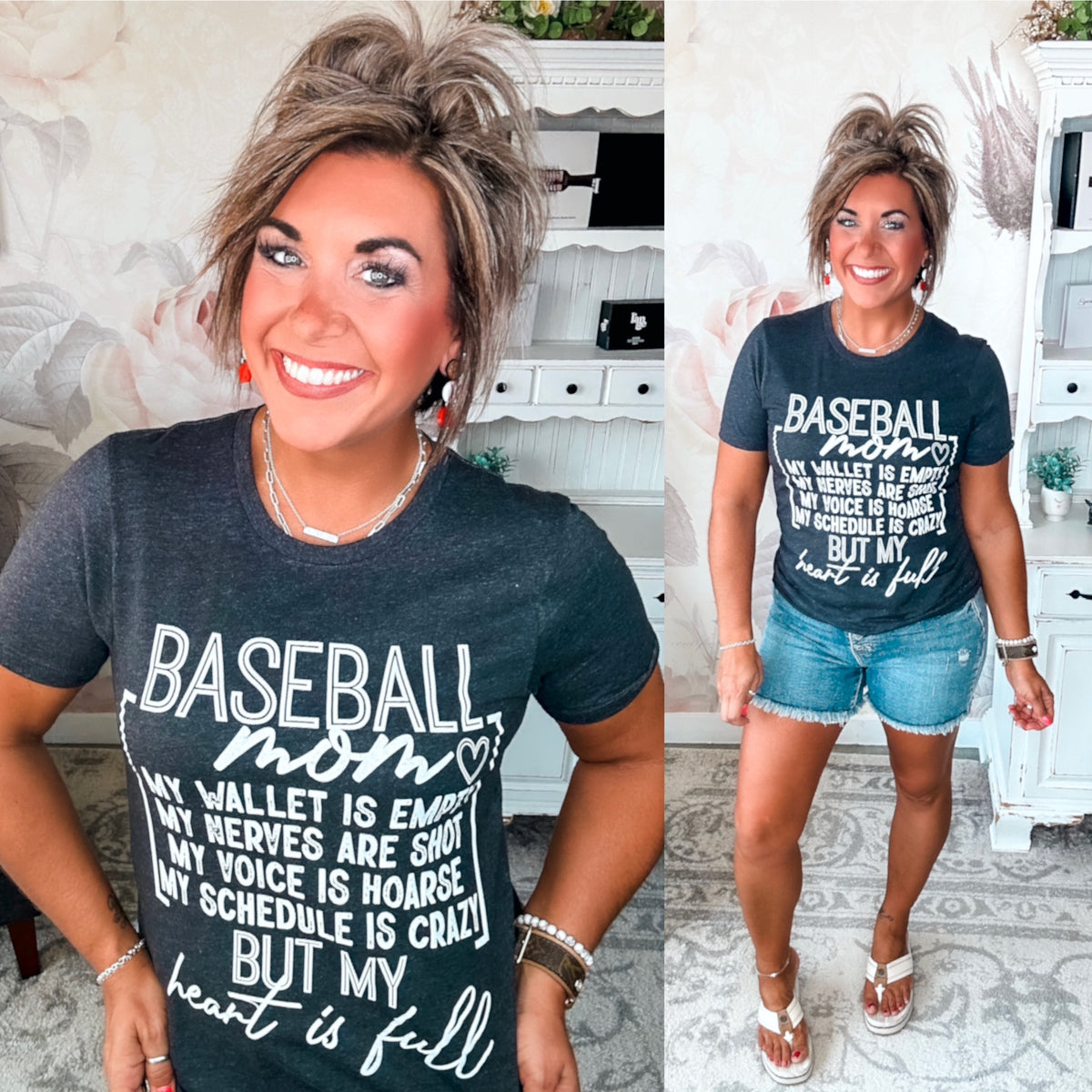 Heart Is Full - Baseball Mom Graphic Tee