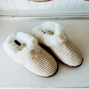 Sweater Platform Slipper - Cream