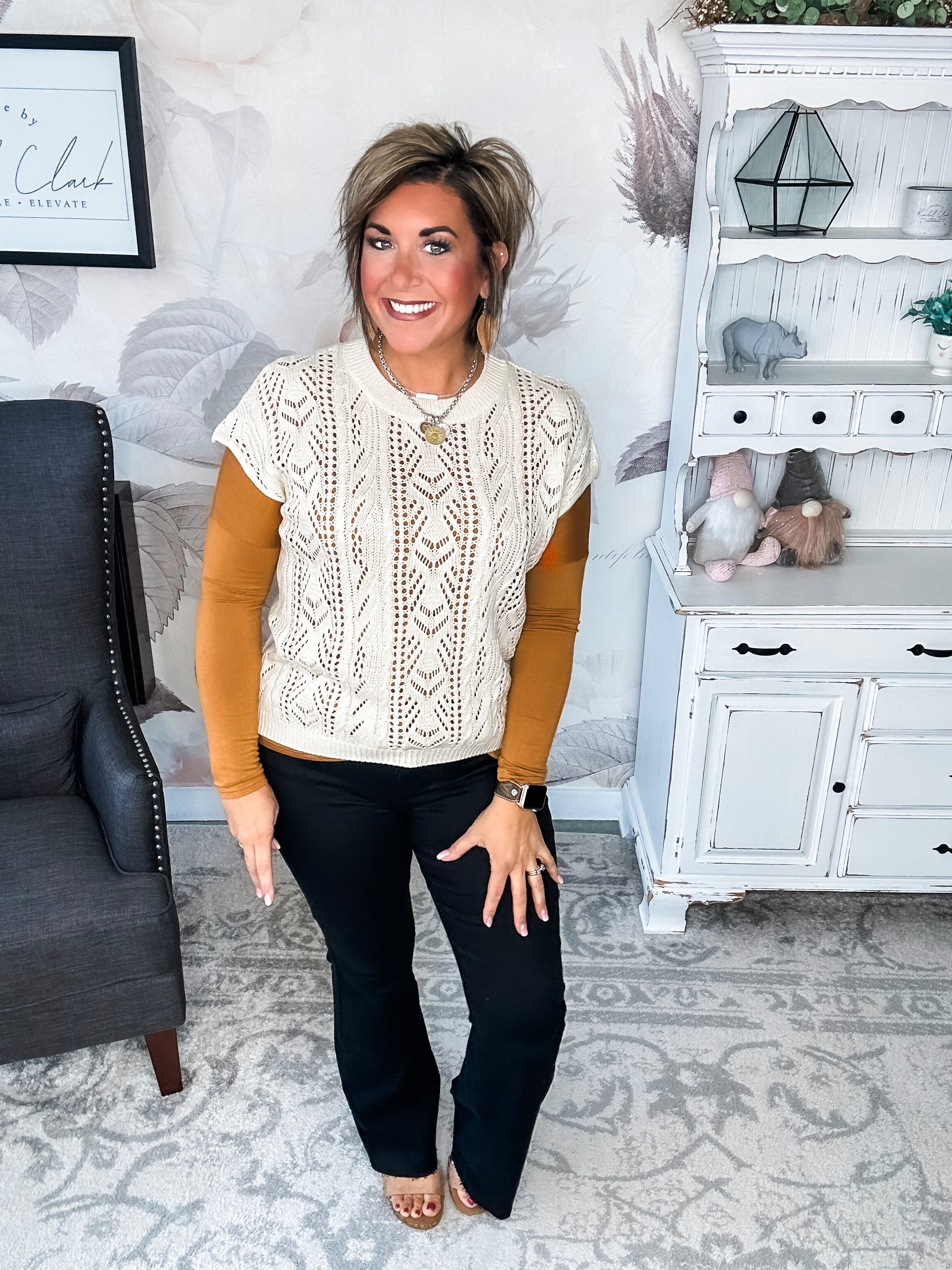 She's Fabulous Long Sleeve Tee - Cognac