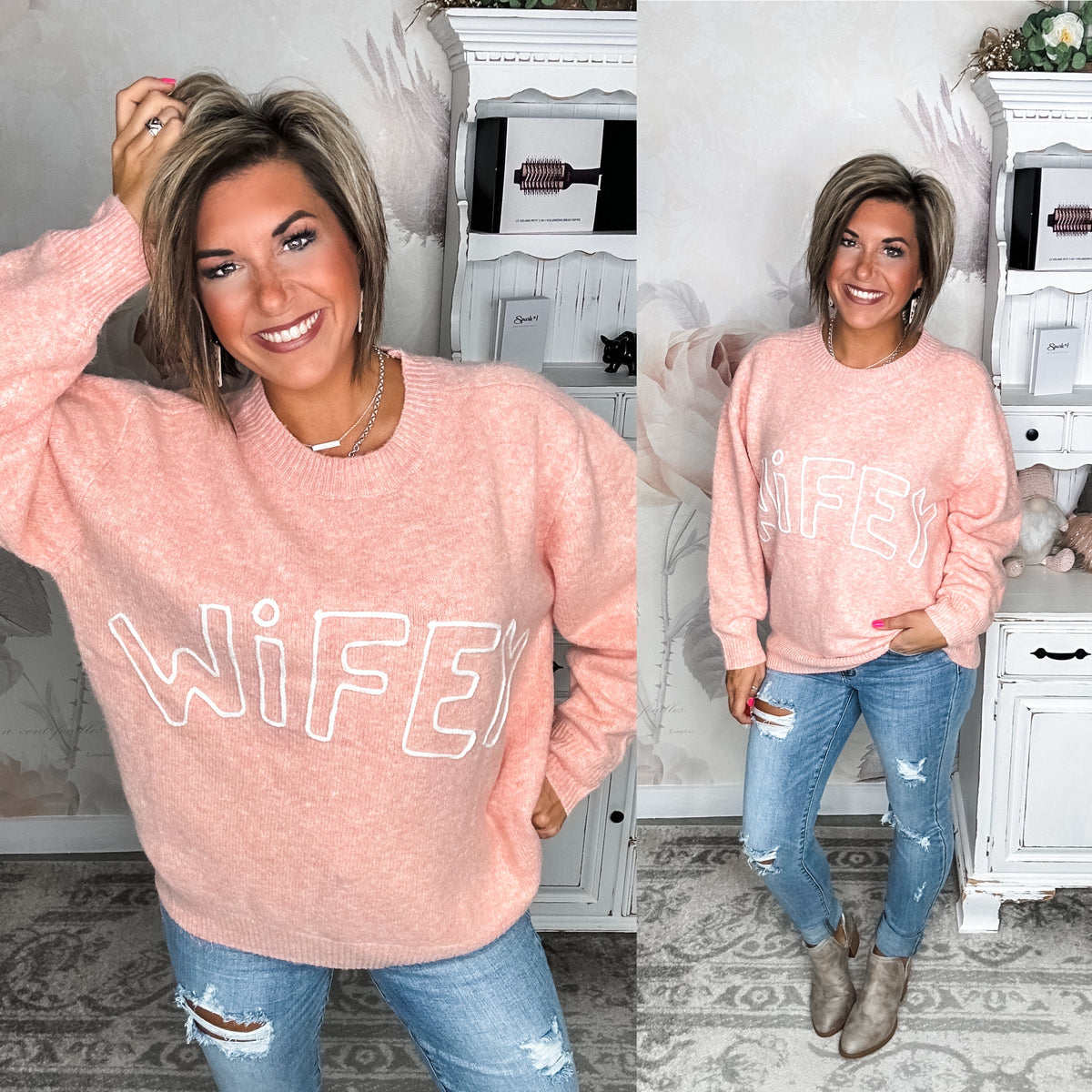 Wifey Heart Embroidered Sweater