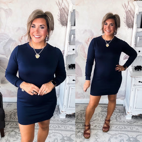 Cozy Up Shift Dress - Navy