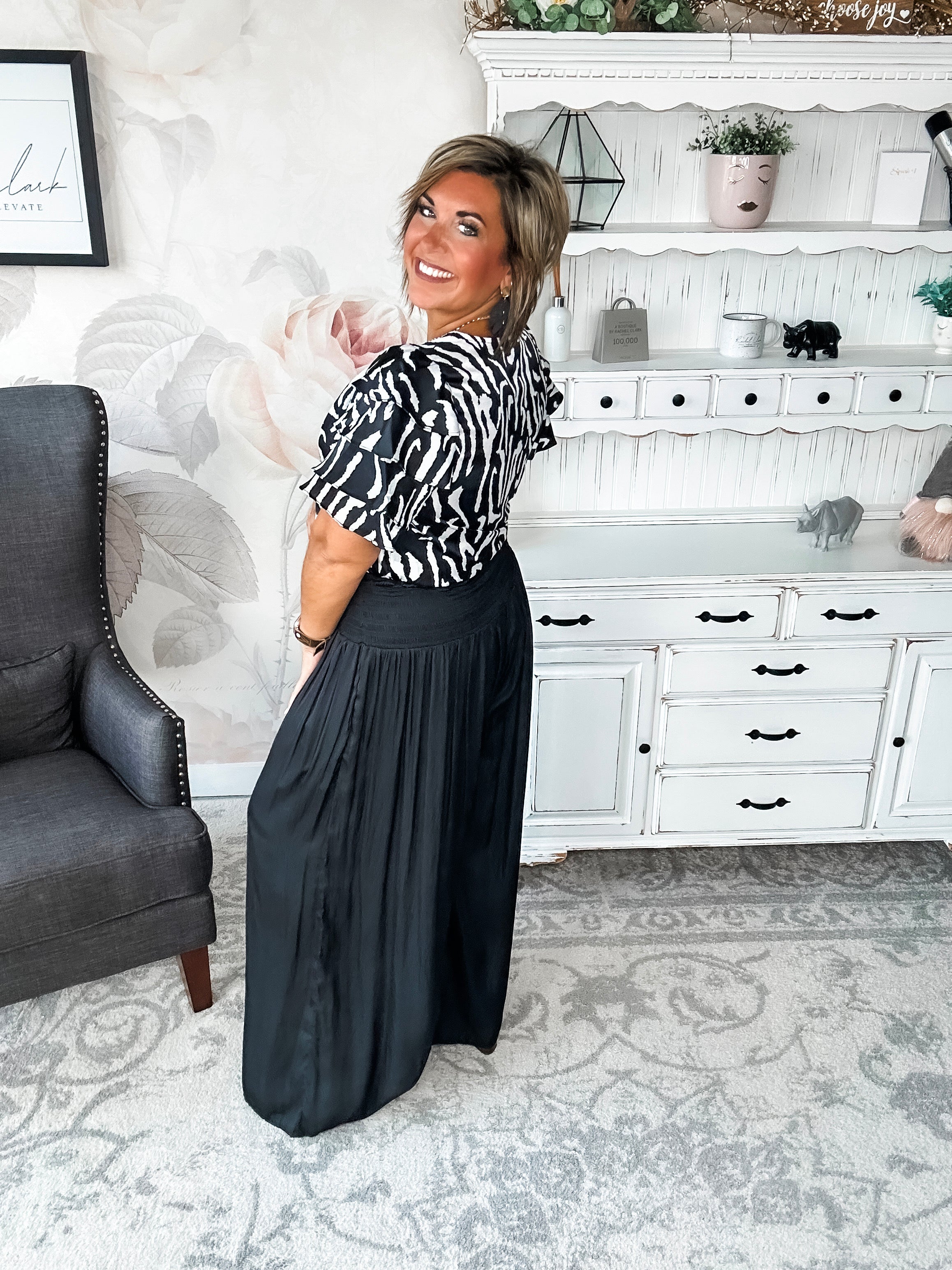 Feeling Sassy Zebra Bodysuit - Black