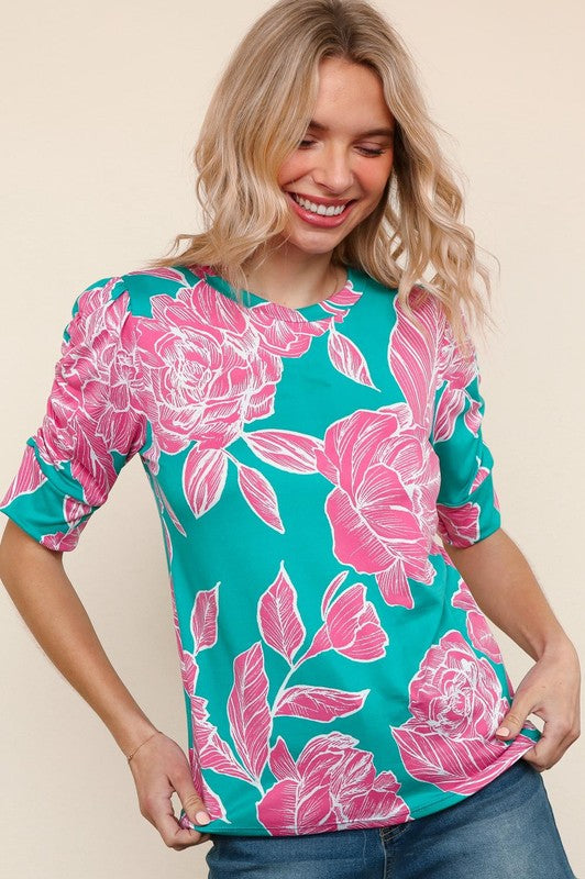 Enchanted To Meet You Top - Teal & Pink