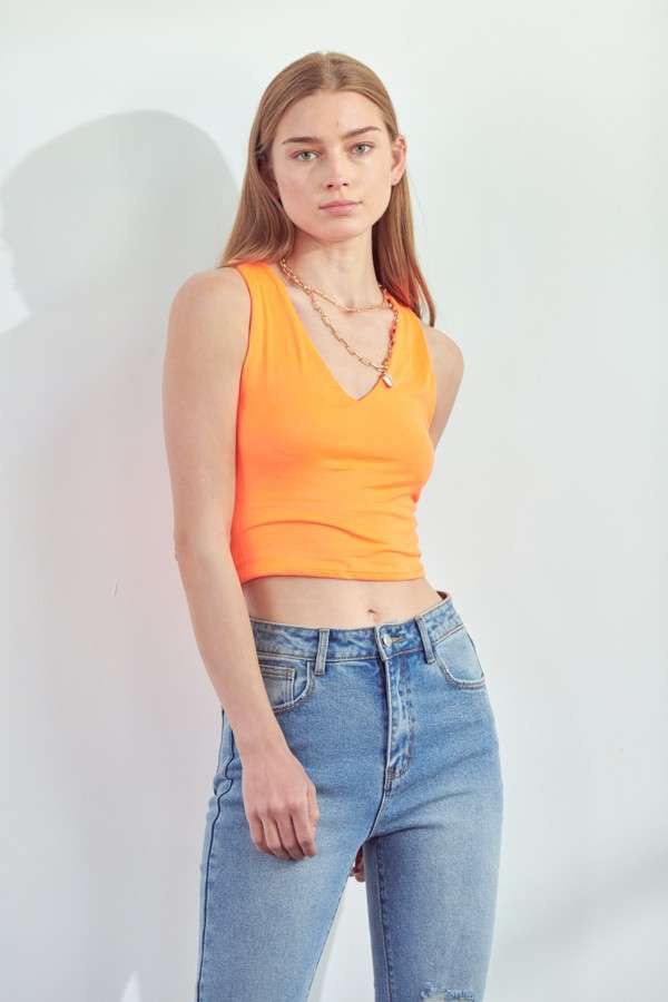 Make Your Point Crop Top - Neon Orange
