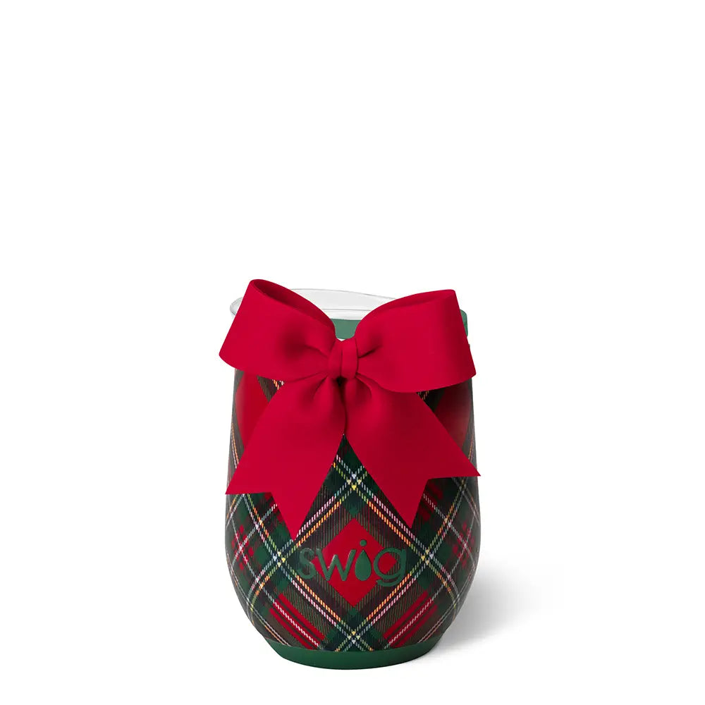 Swig Christmas Plaid Stemless Wine Cup (12oz)