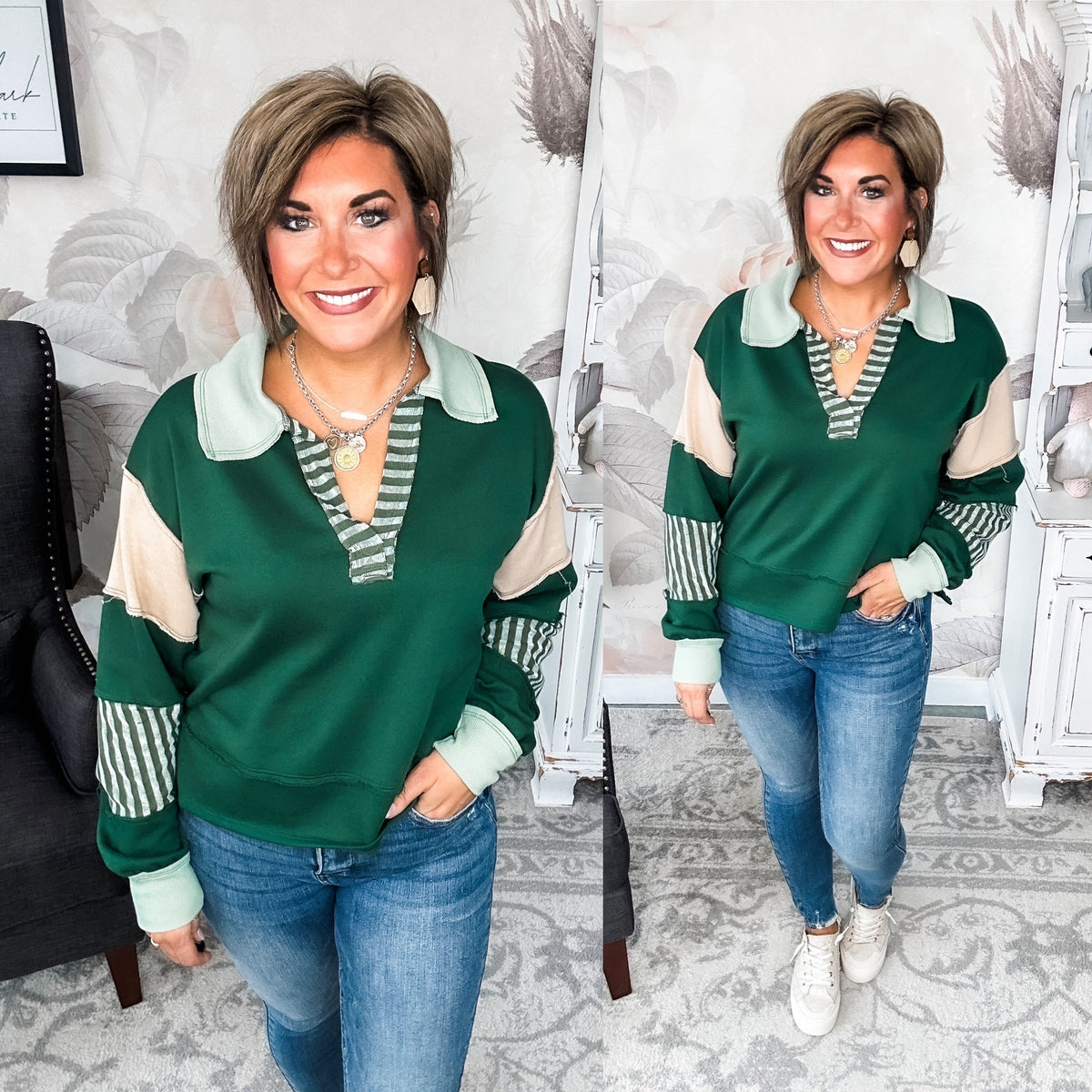 Not Here With Me Pullover - Hunter Green