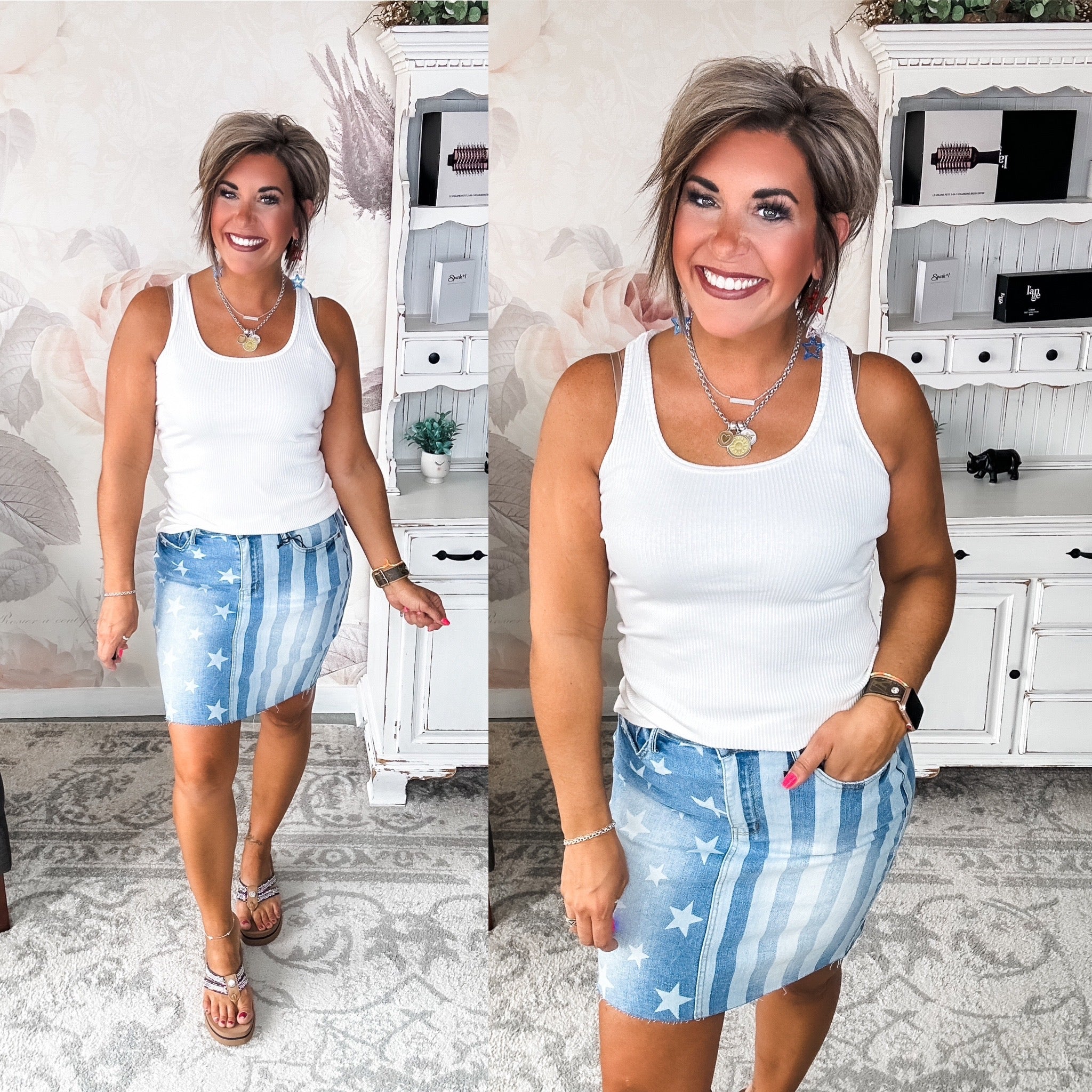 Judy Blue Star & Stripe Bleached Skirt
