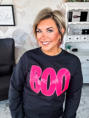 Pink Sequin BOO Sweatshirt