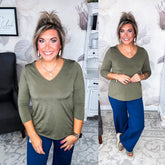 Find The Answer V-neck Top - Olive