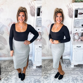 Time to Rise Up Ribbed Skirt - Grey