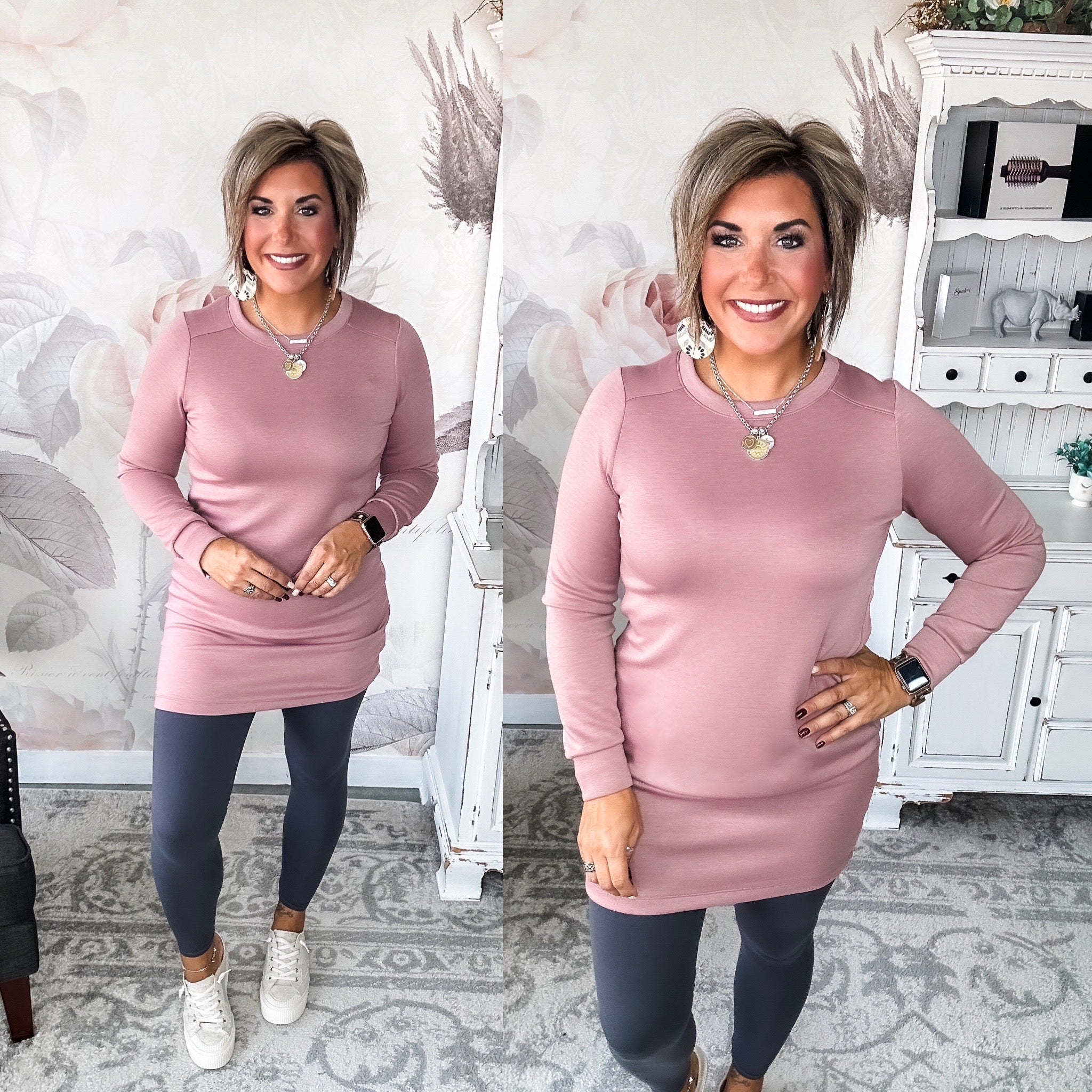 Cozy Up Shift Dress - Mauve