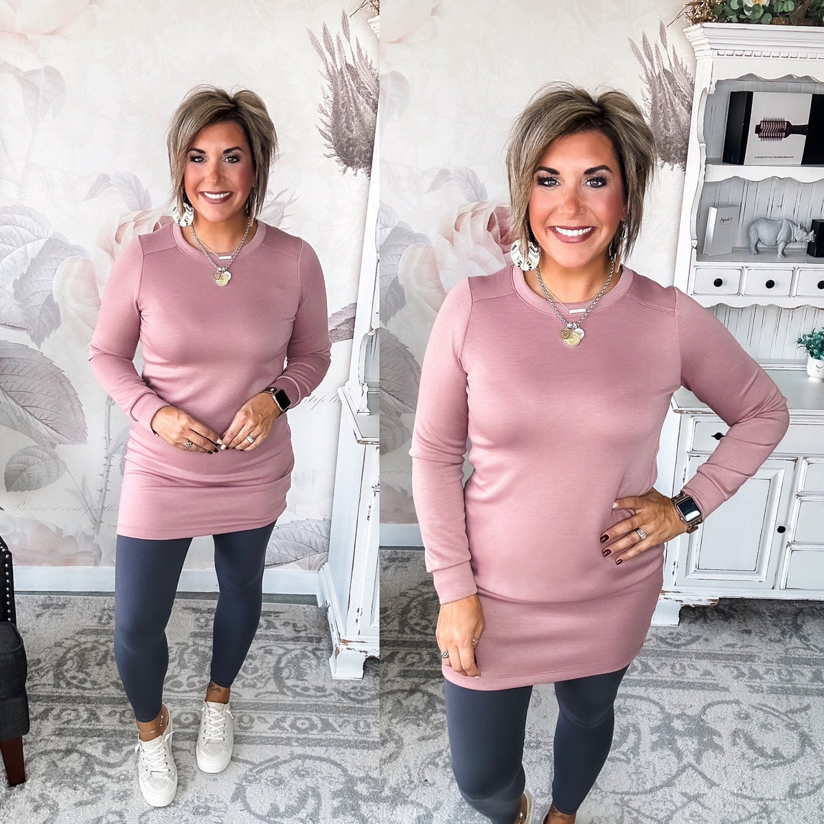 Cozy Up Shift Dress - Mauve