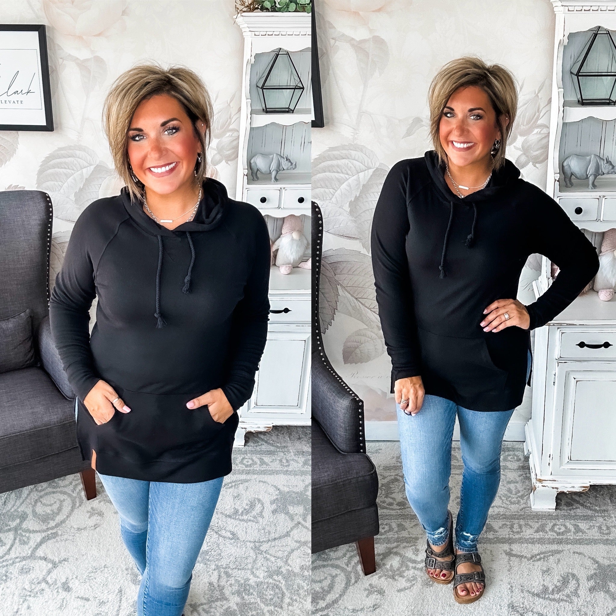 Ampersand Avenue SideSlit Hoodie - Blackout