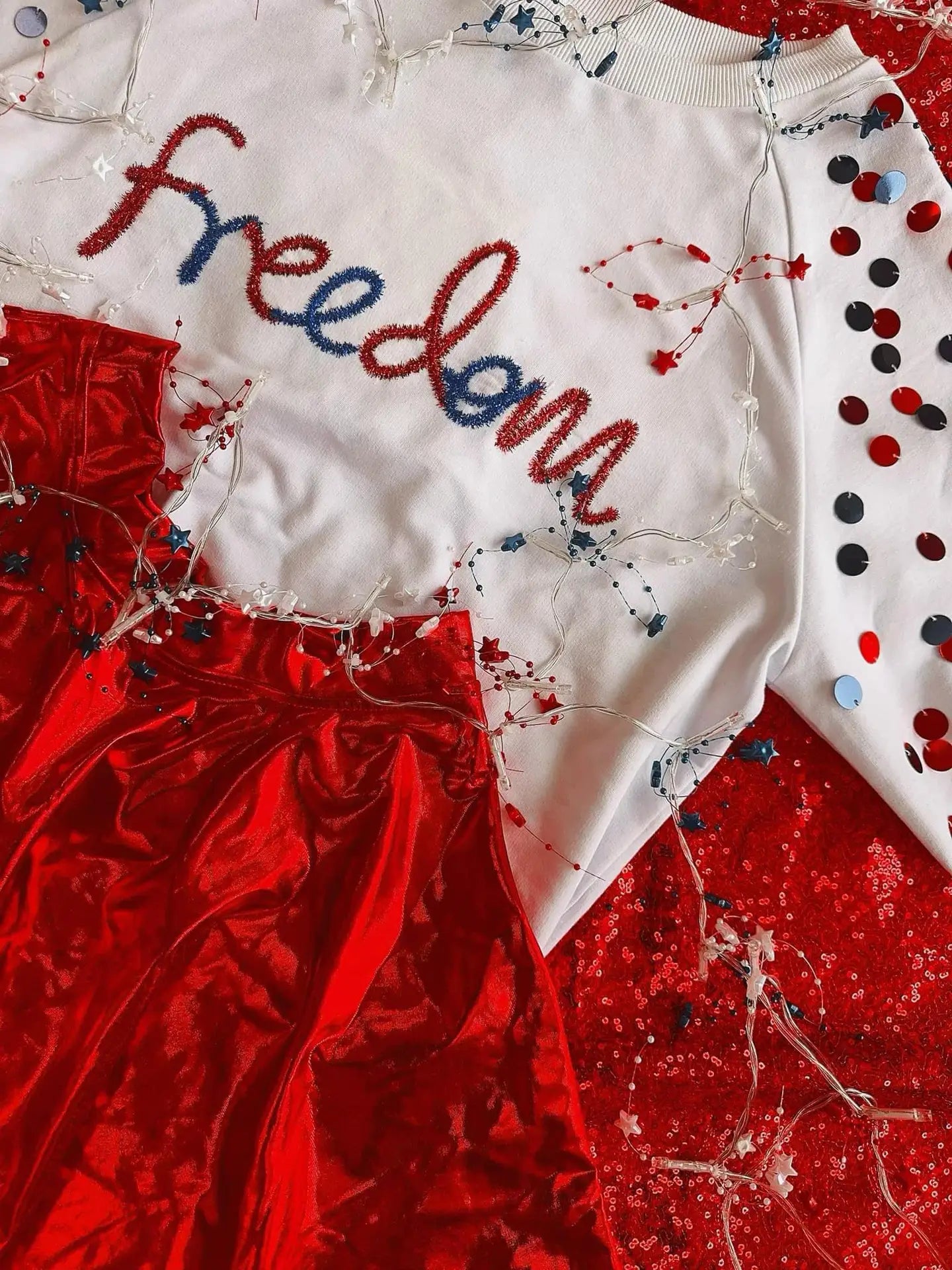 Let Freedom Ring Sequin Sleeve Top