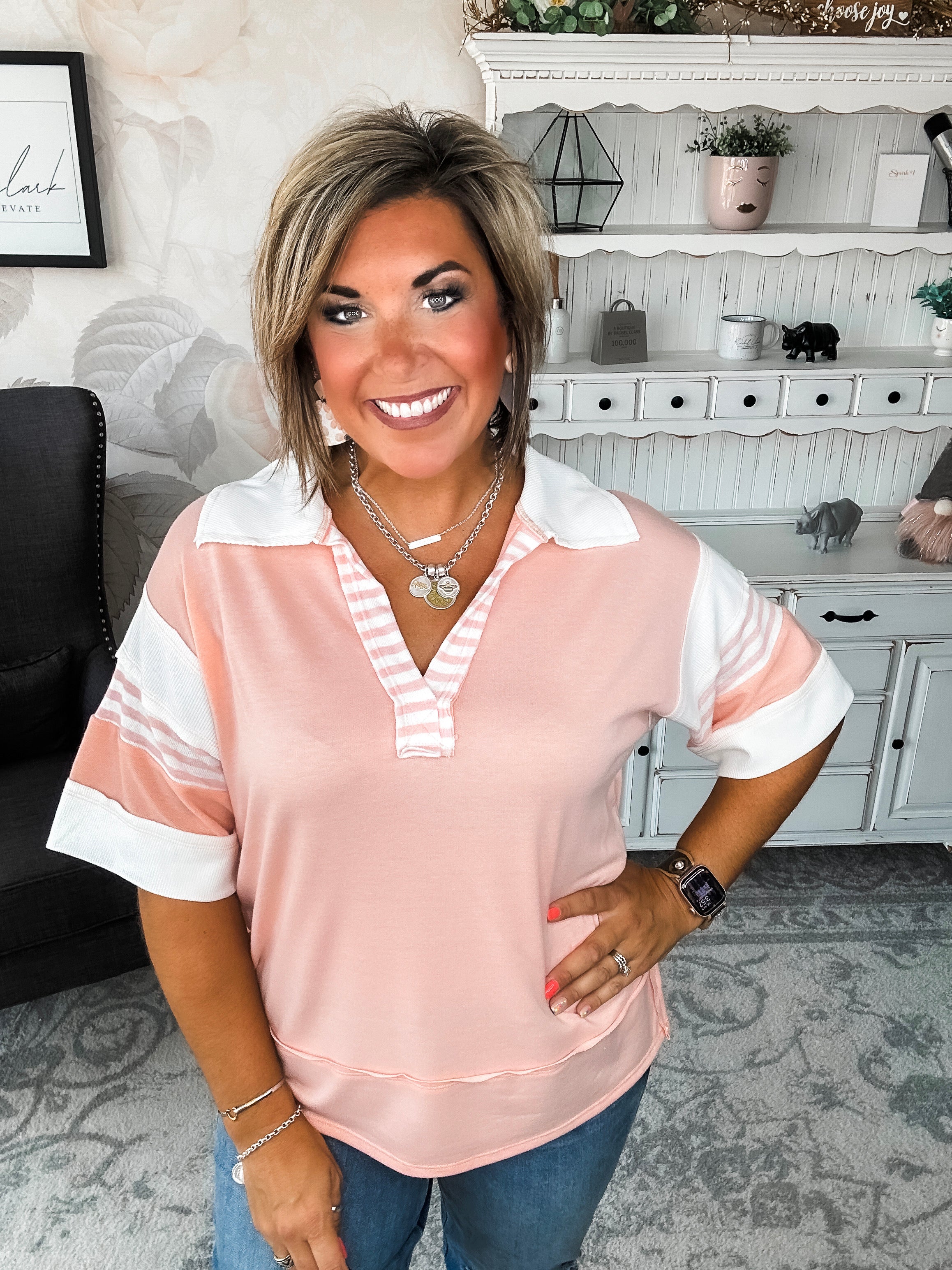 Something Felt Right Pullover - Light Pink