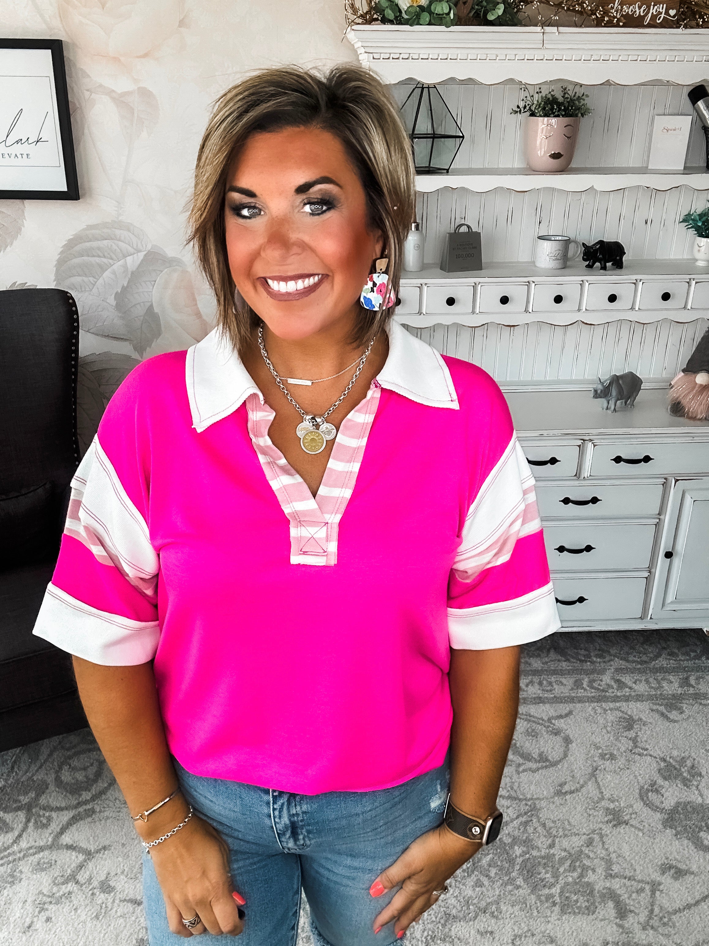 Something Felt Right Pullover - Hot Pink