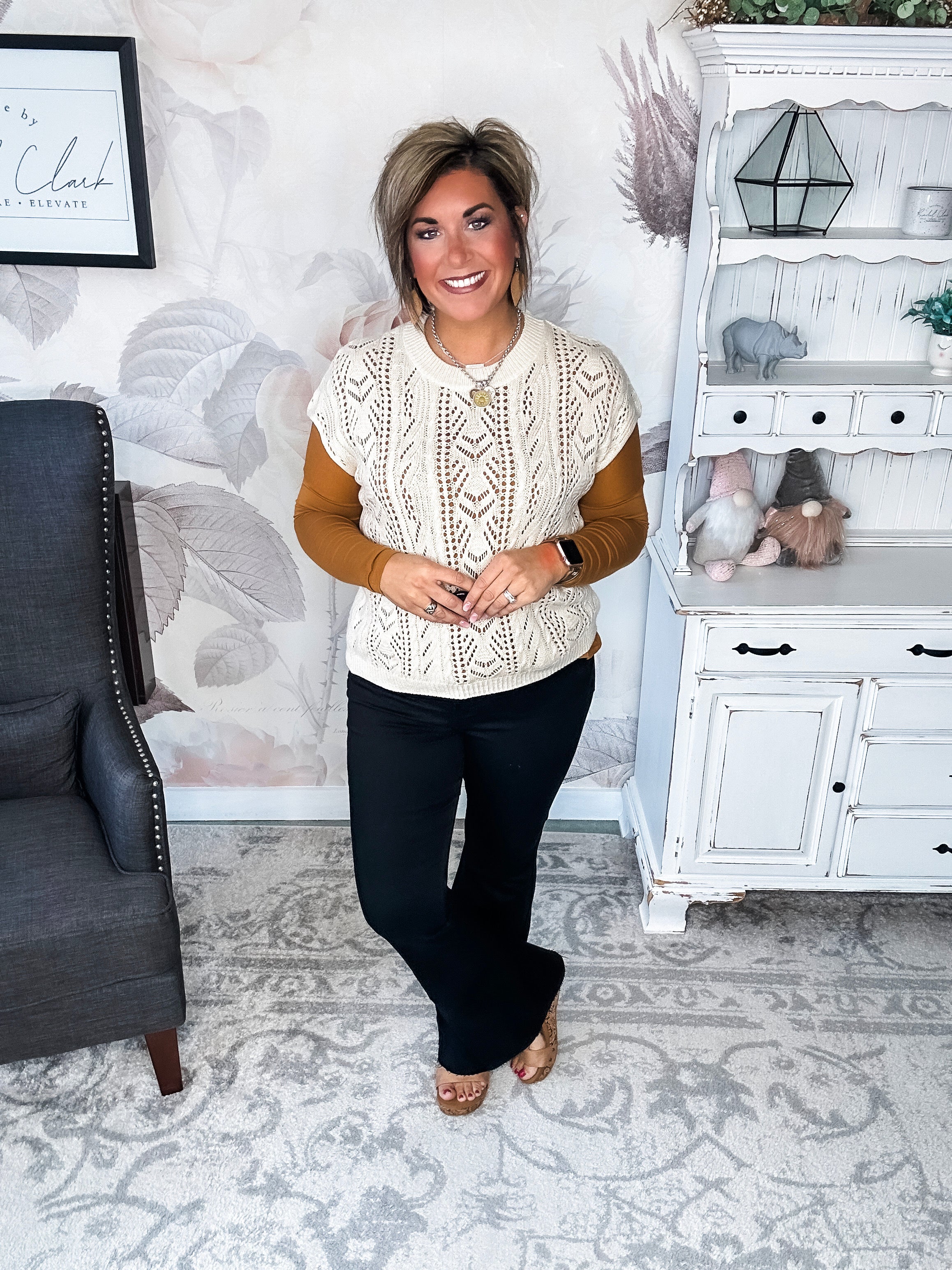She's Fabulous Long Sleeve Tee - Cognac