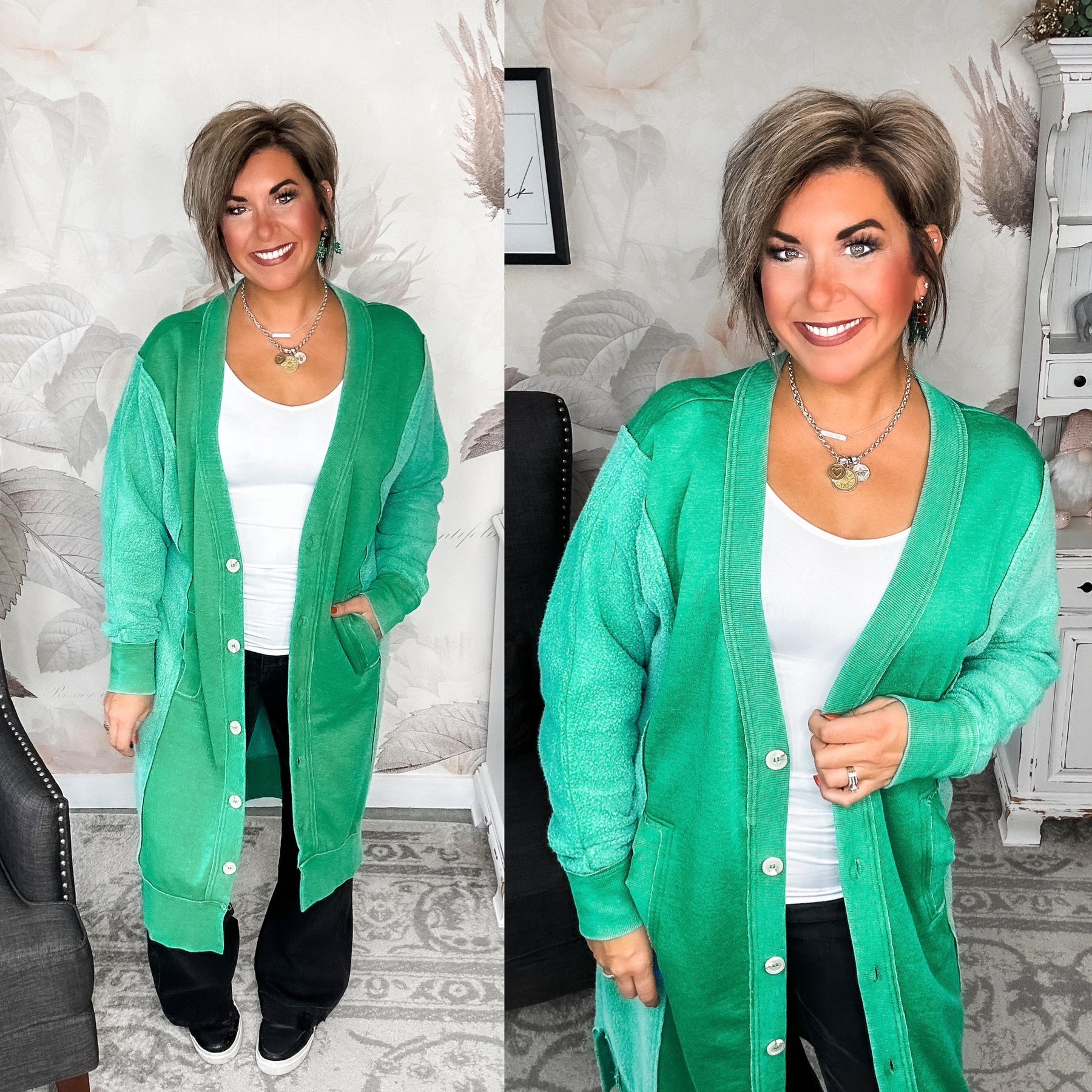 New Desire Sweatshirt Cardigan - Green