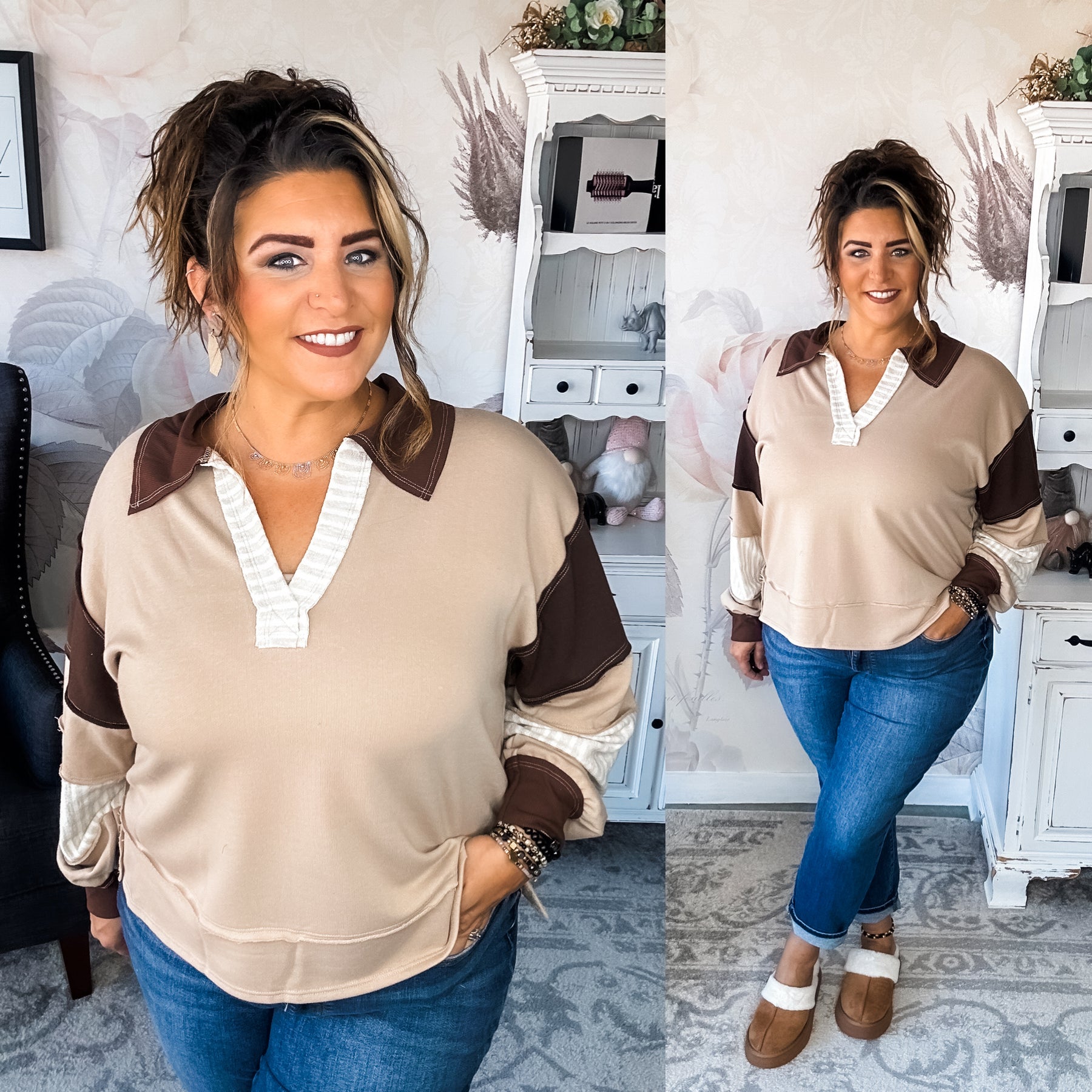 Not Here With Me Pullover - Taupe