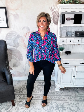 Figure It Out Top - Navy Multi