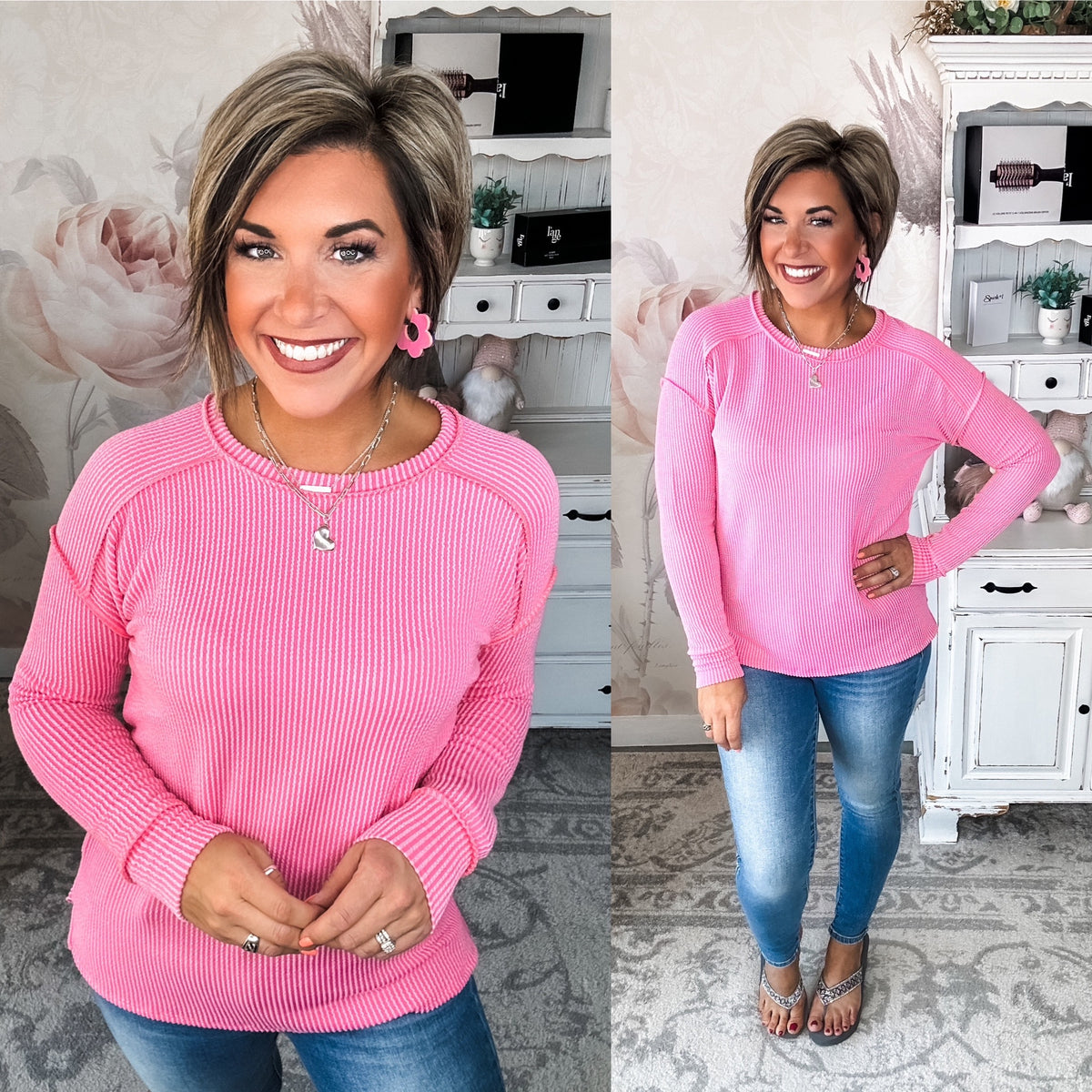 Be The Queen Ribbed Top - Fondant Pink