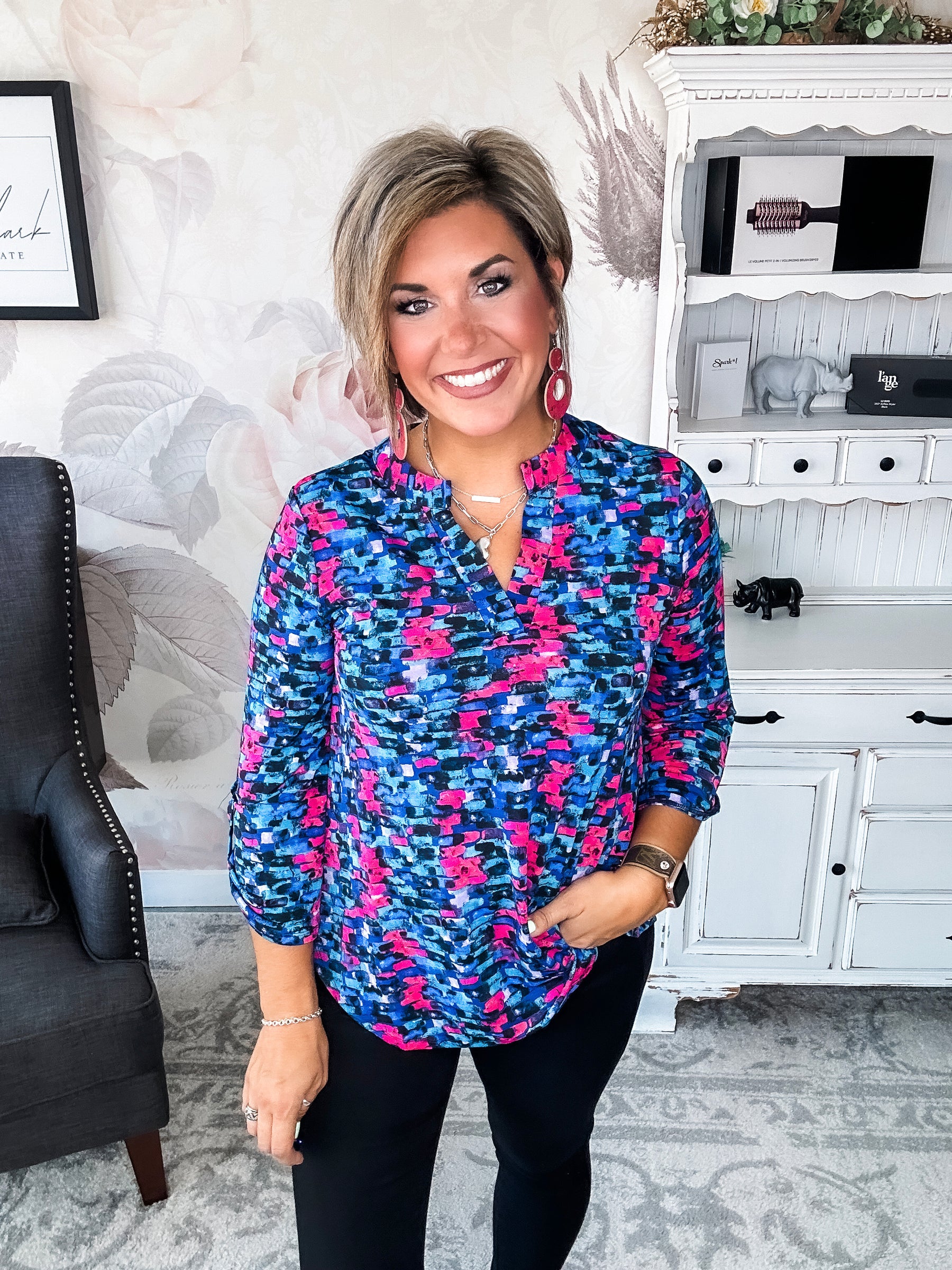 Figure It Out Top - Navy Multi