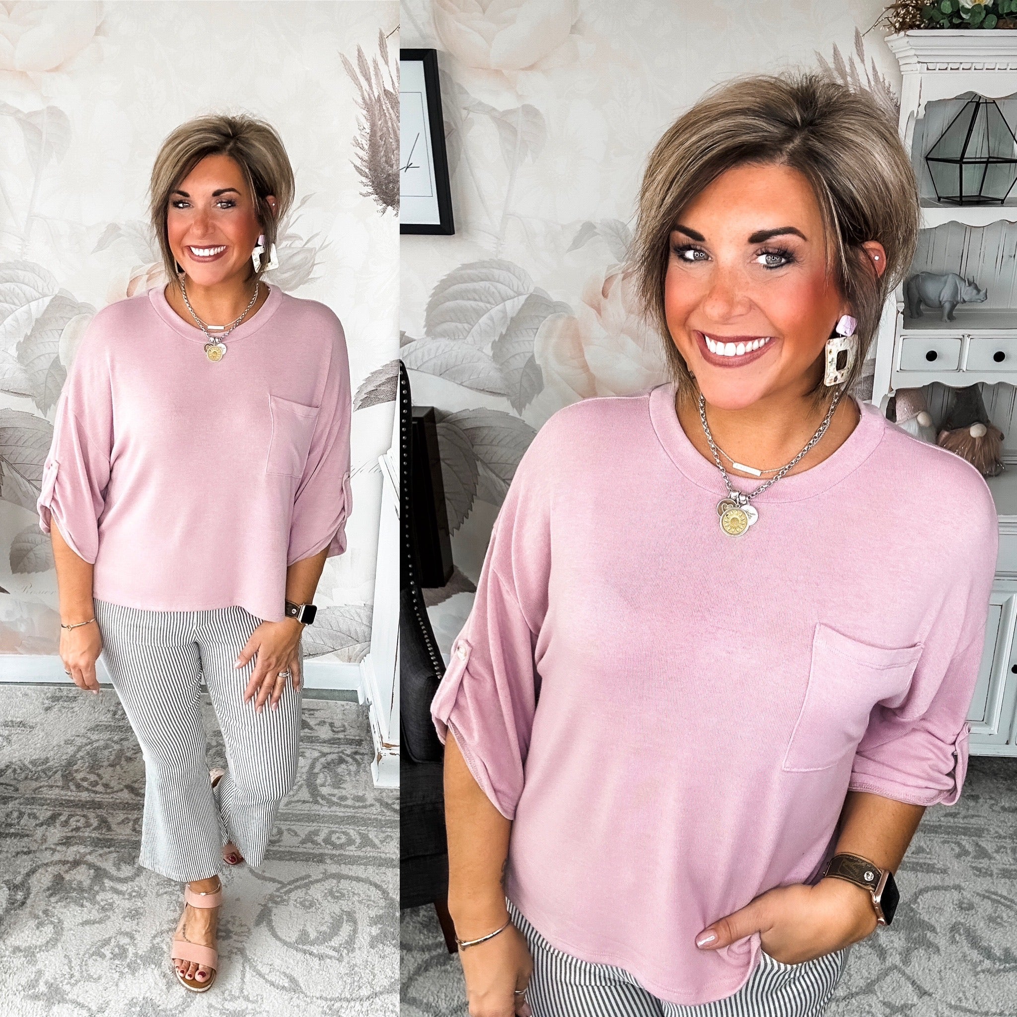 Take Me Away Boxy Top - Mauve