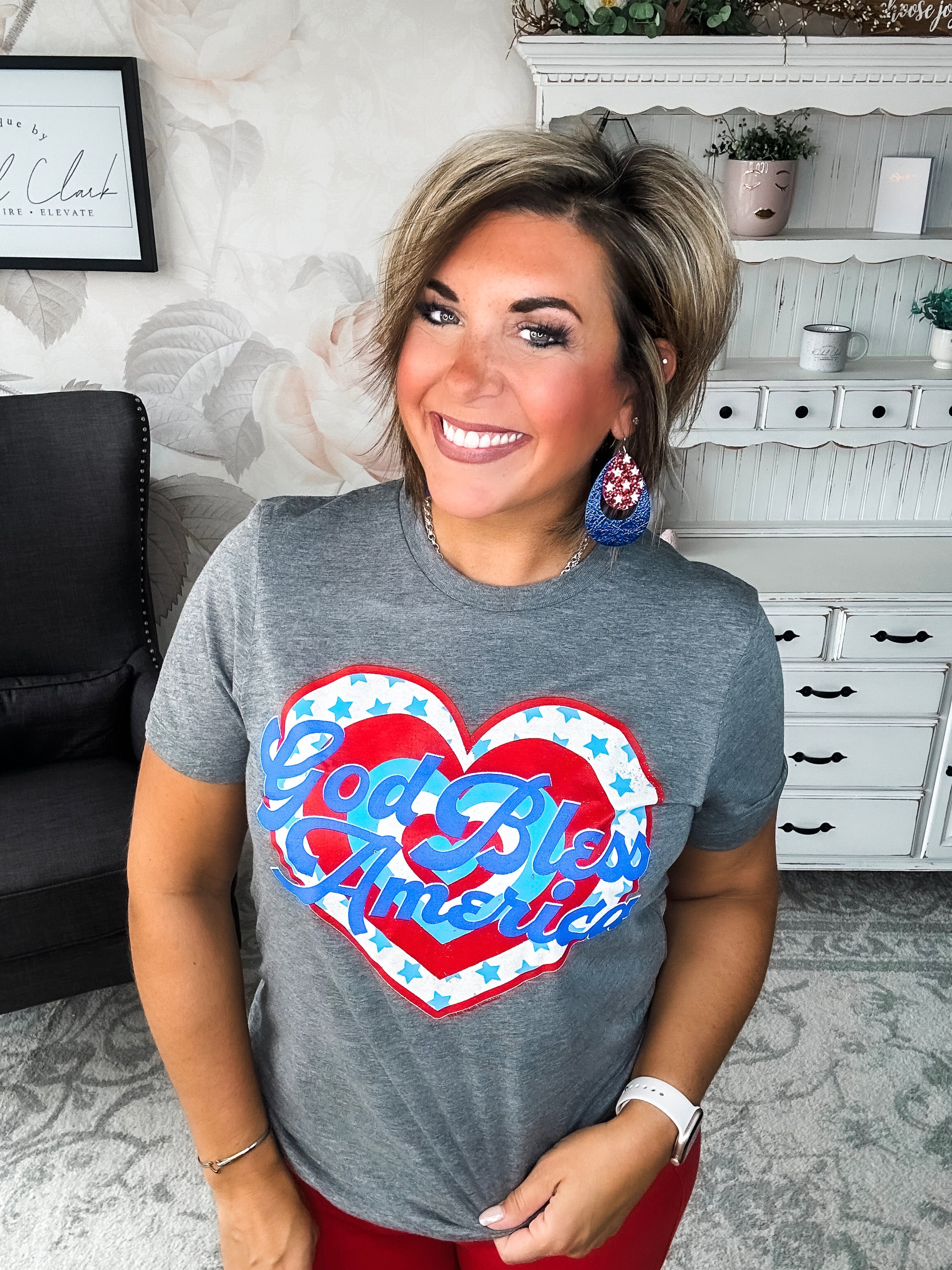 God Bless America Heart Graphic Tee