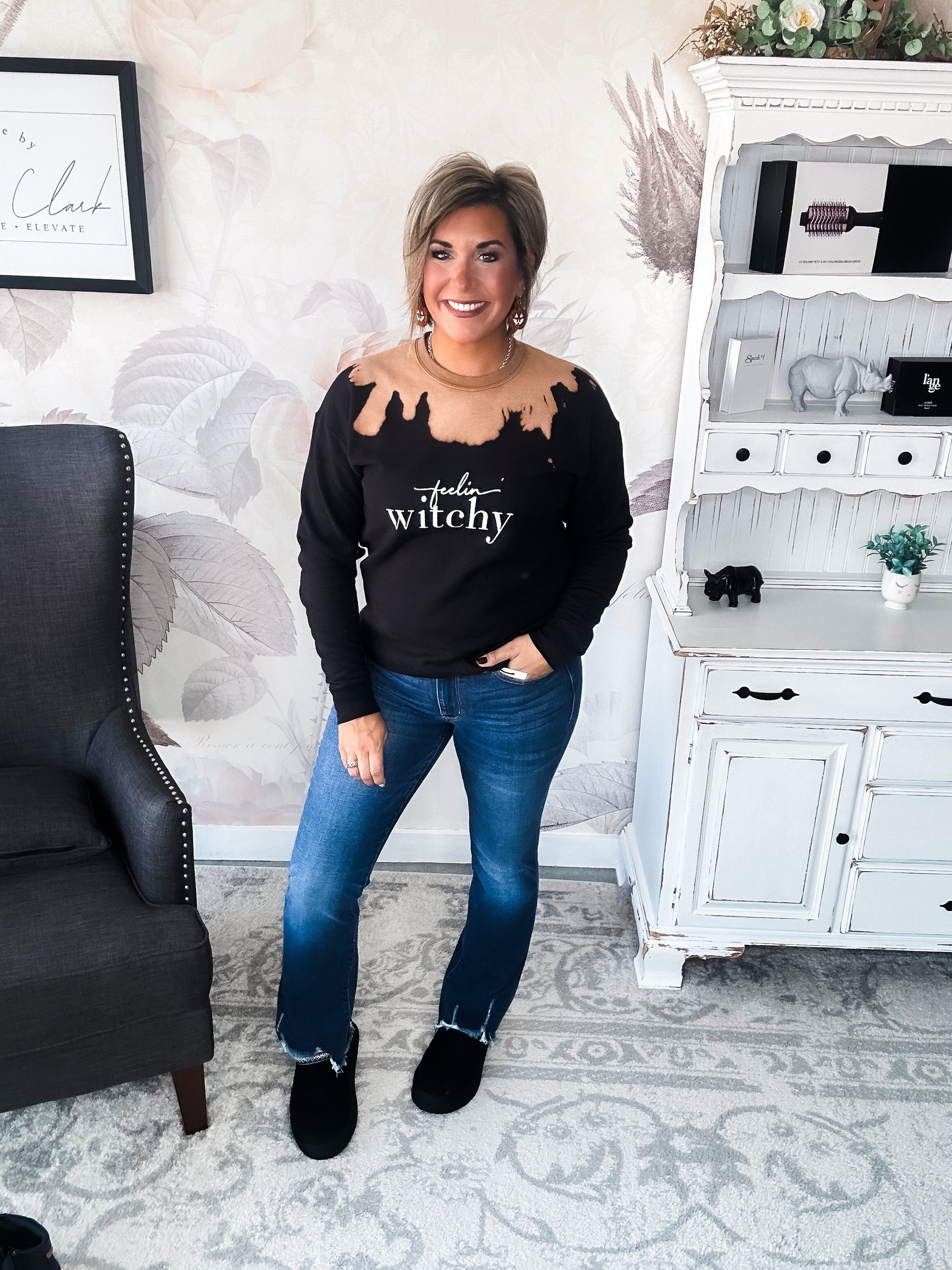 Feelin' Witchy Bleached Sweatshirt