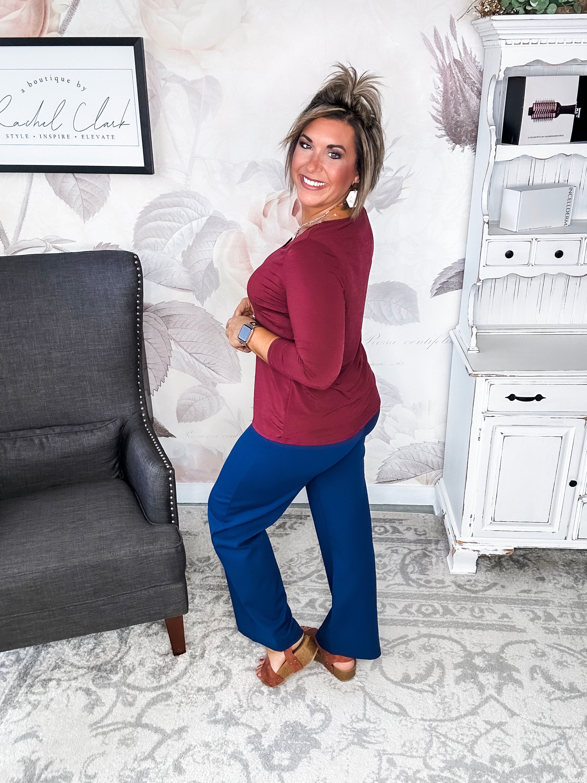 Find The Answer V-neck Top - Wine