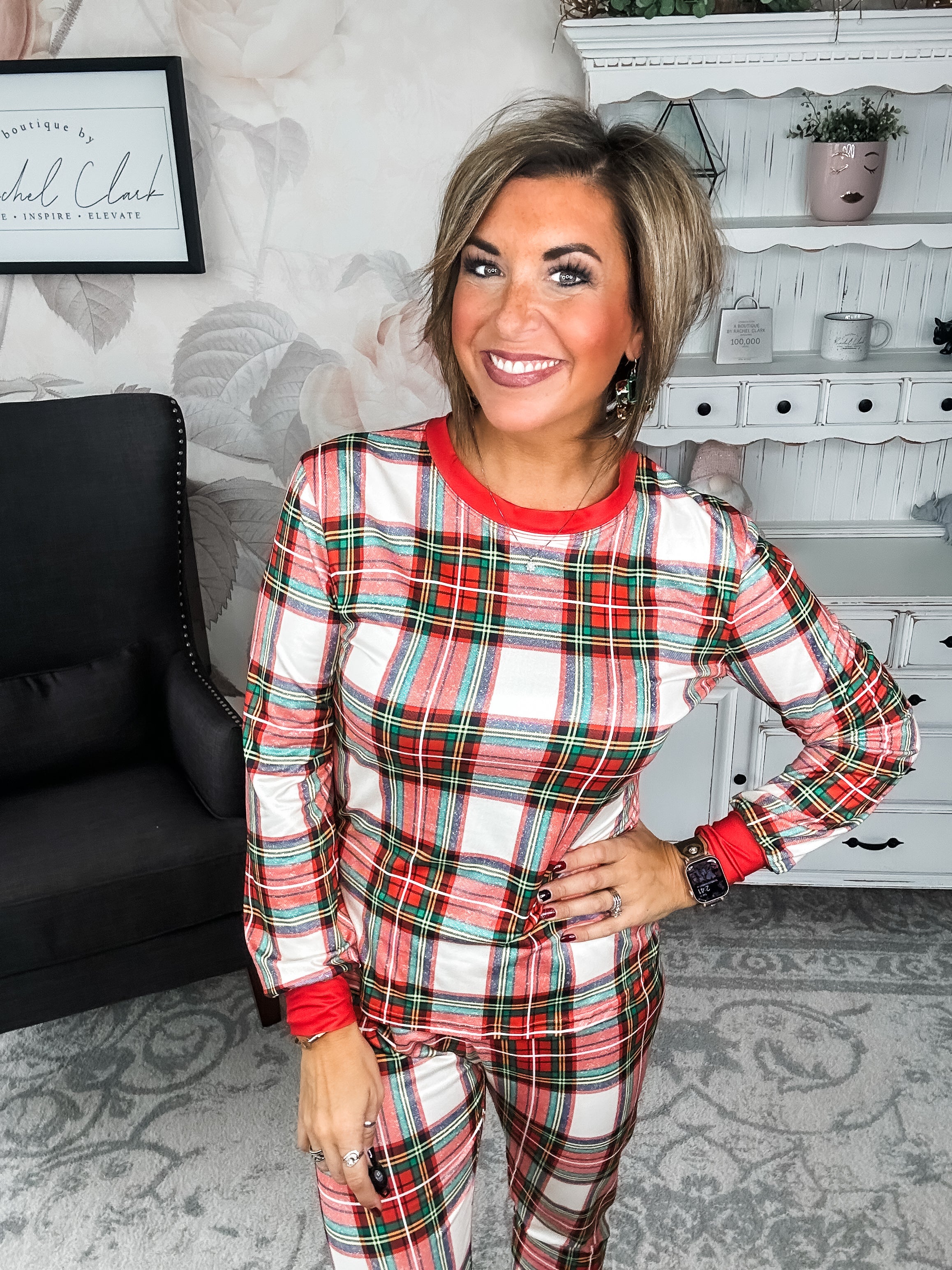 Mrs. Claus Plaid Christmas Pajamas