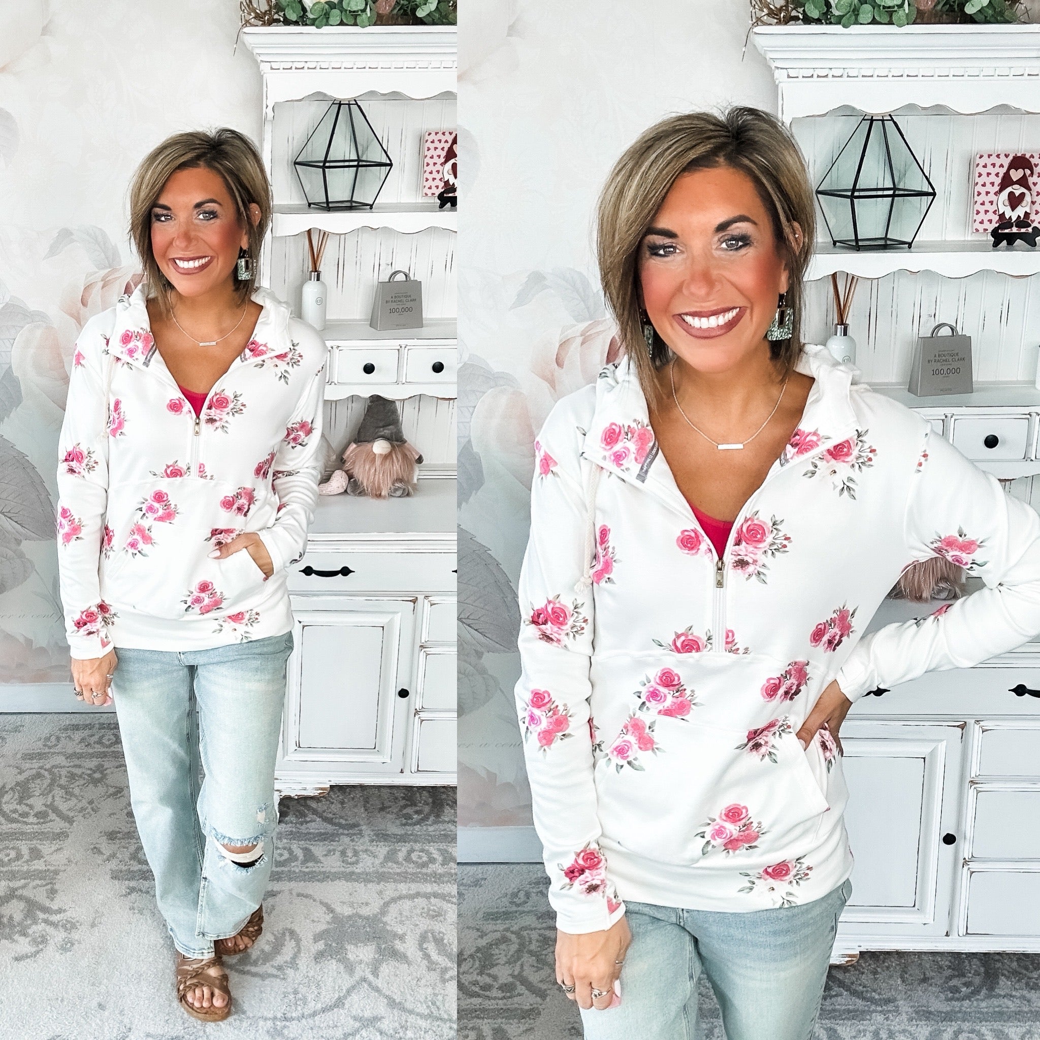Ampersand Avenue Halfzip Sweatshirt - Garden Bloom