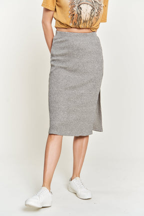 Time to Rise Up Ribbed Skirt - Grey