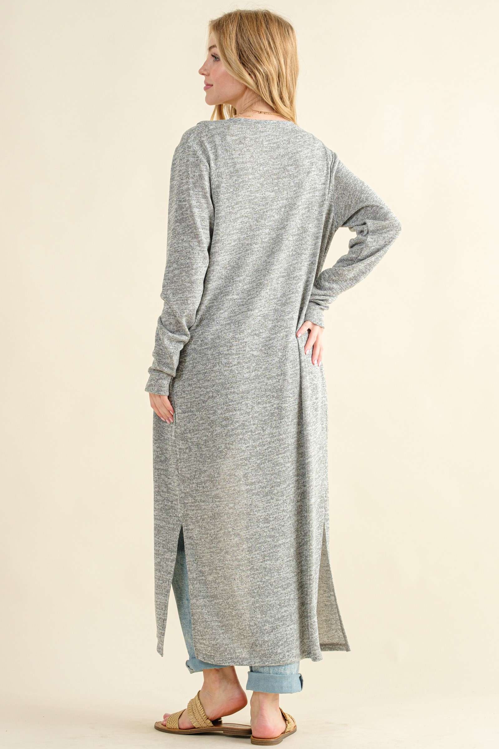 Revolves Around You Duster - Heather Grey