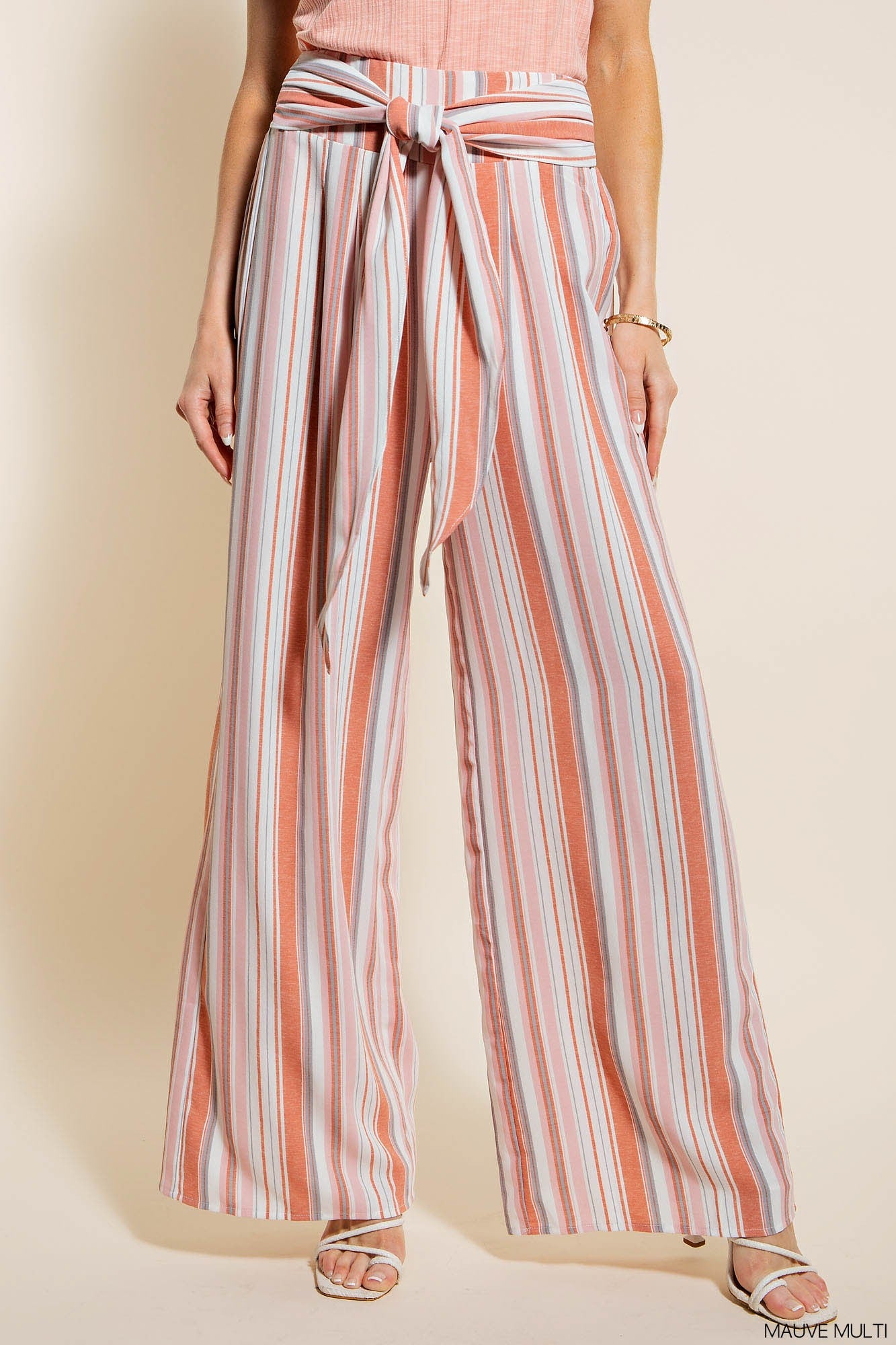 One to Remember Tie Front Pants - Mauve