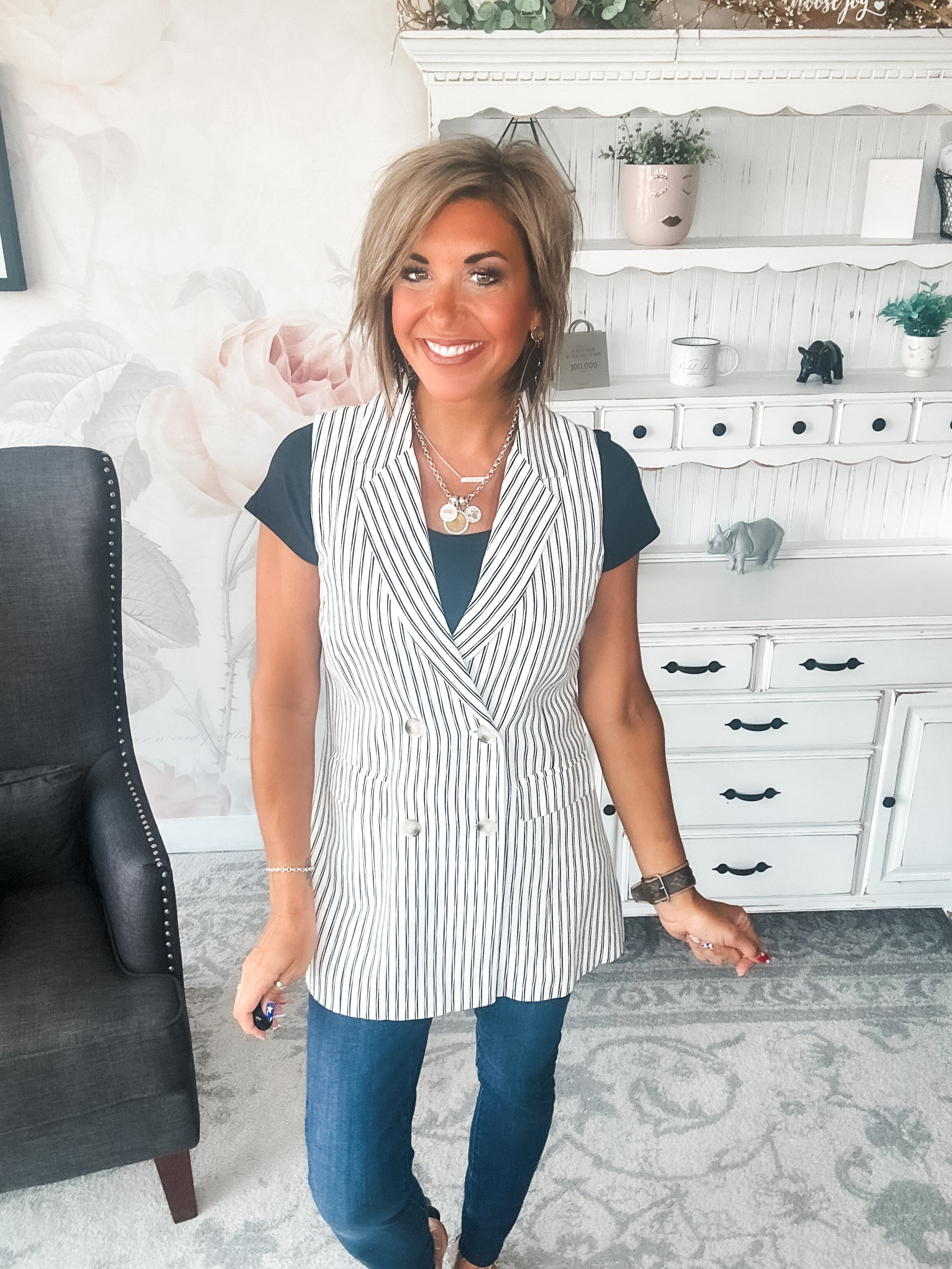 Let's Run Away Striped Vest