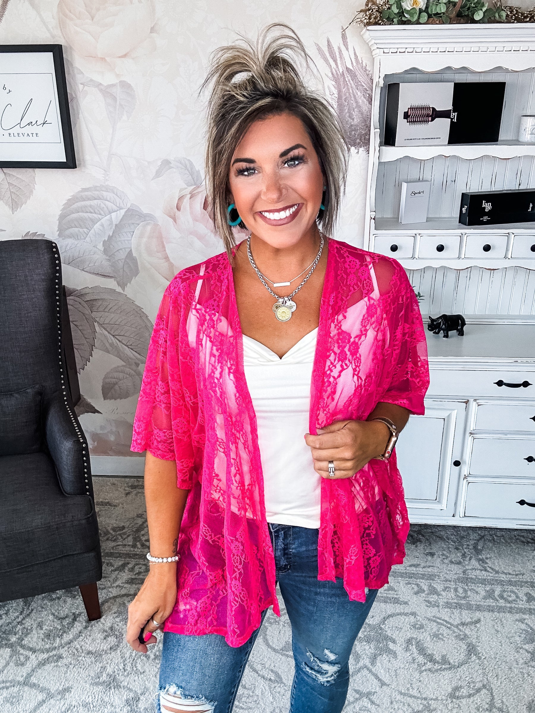 Natural Obsession Kimono - Fuchsia