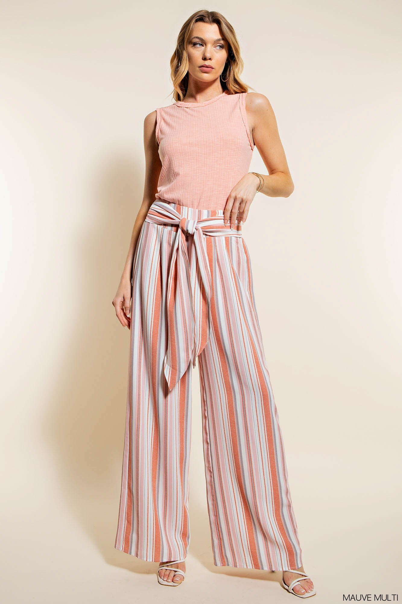 One to Remember Tie Front Pants - Mauve