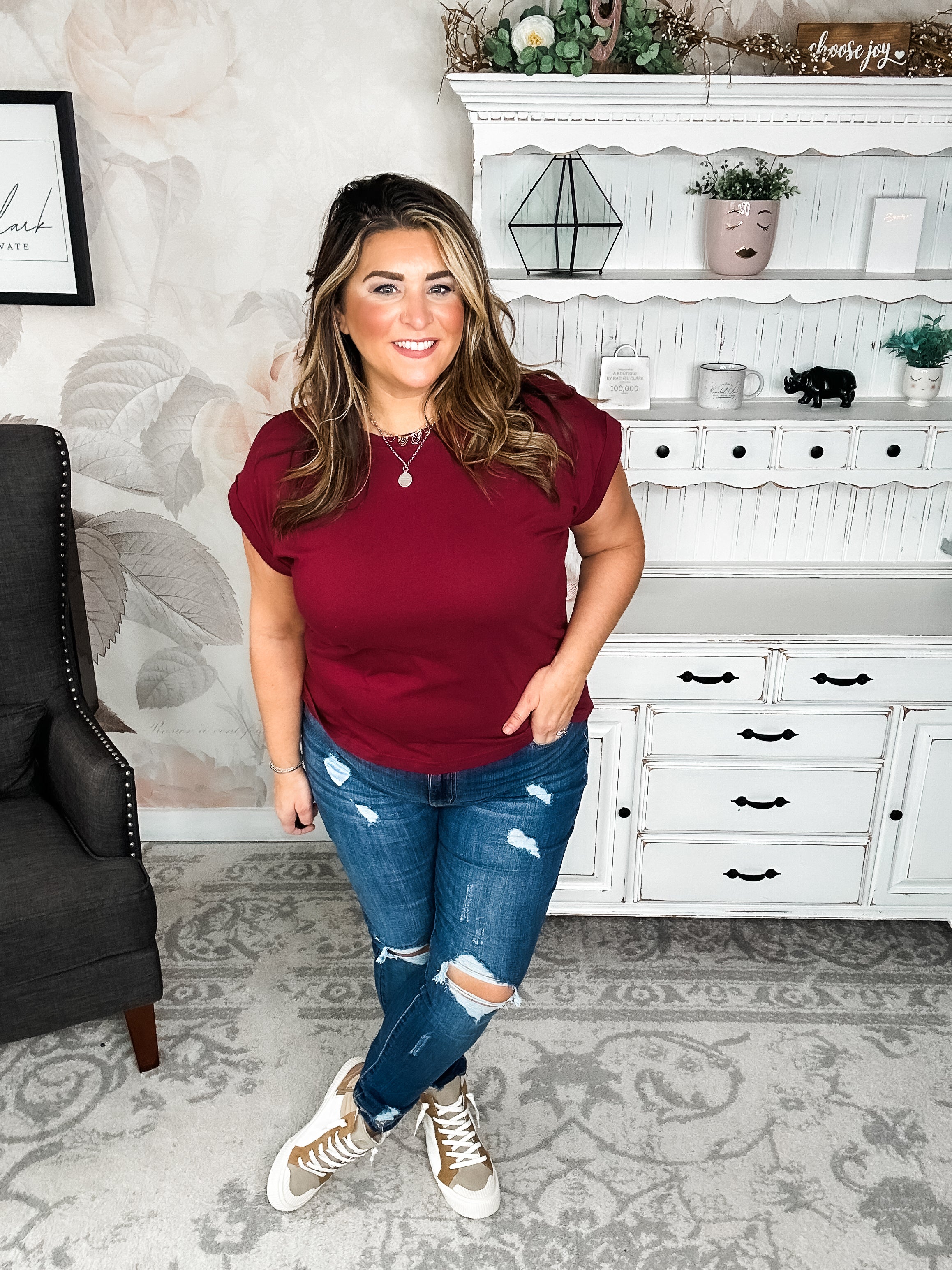 BLACK FRIDAY EXCLUSIVE - Up All Night Short Sleeve Tee- Cabernet