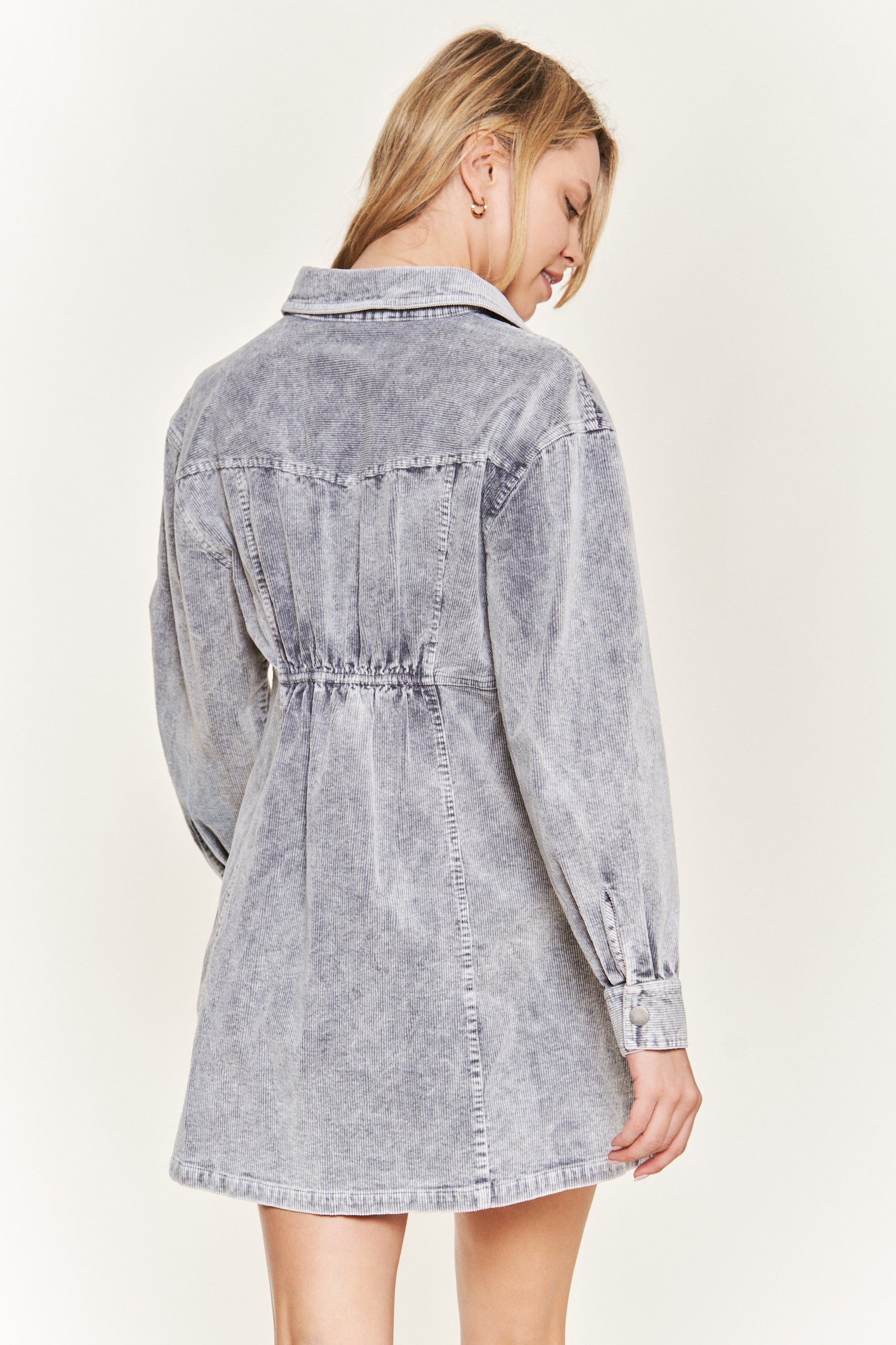 Can't Fight It Corduroy Dress - Grey