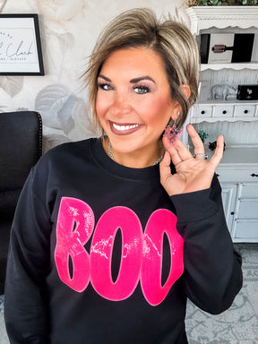 Pink Sequin BOO Sweatshirt