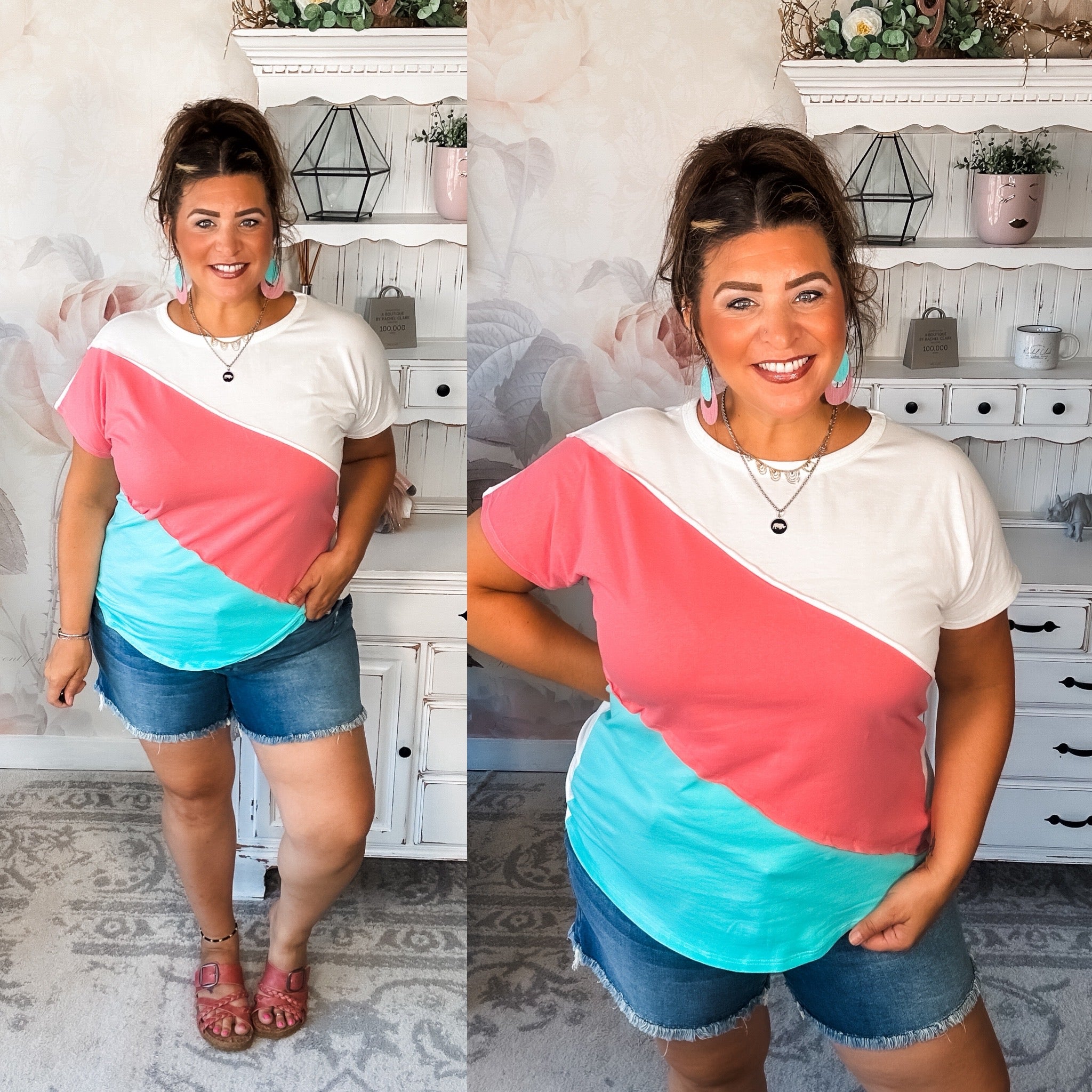 Different Than I Once Was Top - Ivory/Coral/Mint