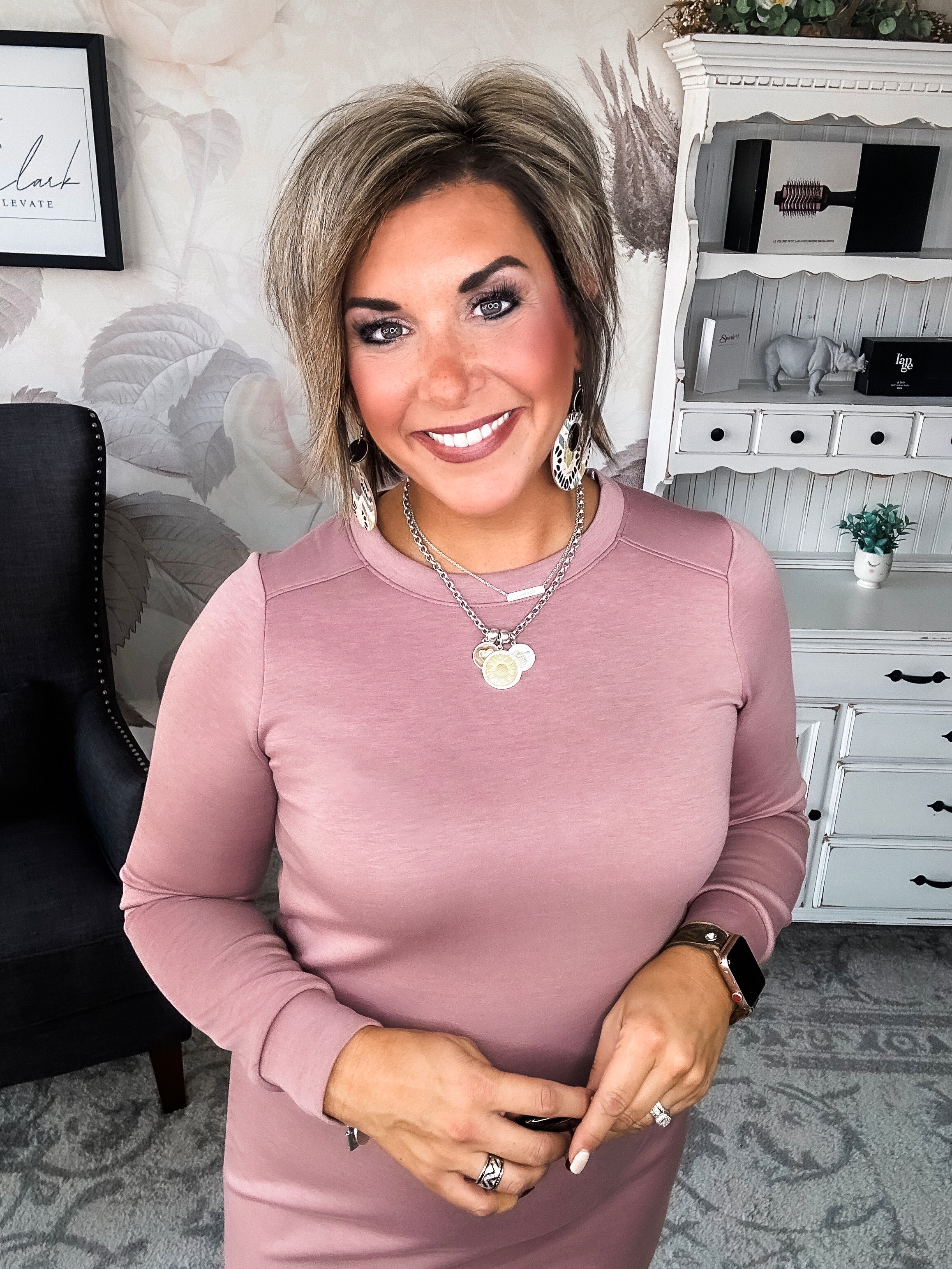 Cozy Up Shift Dress - Mauve