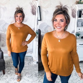 She's Fabulous Long Sleeve Tee - Cognac