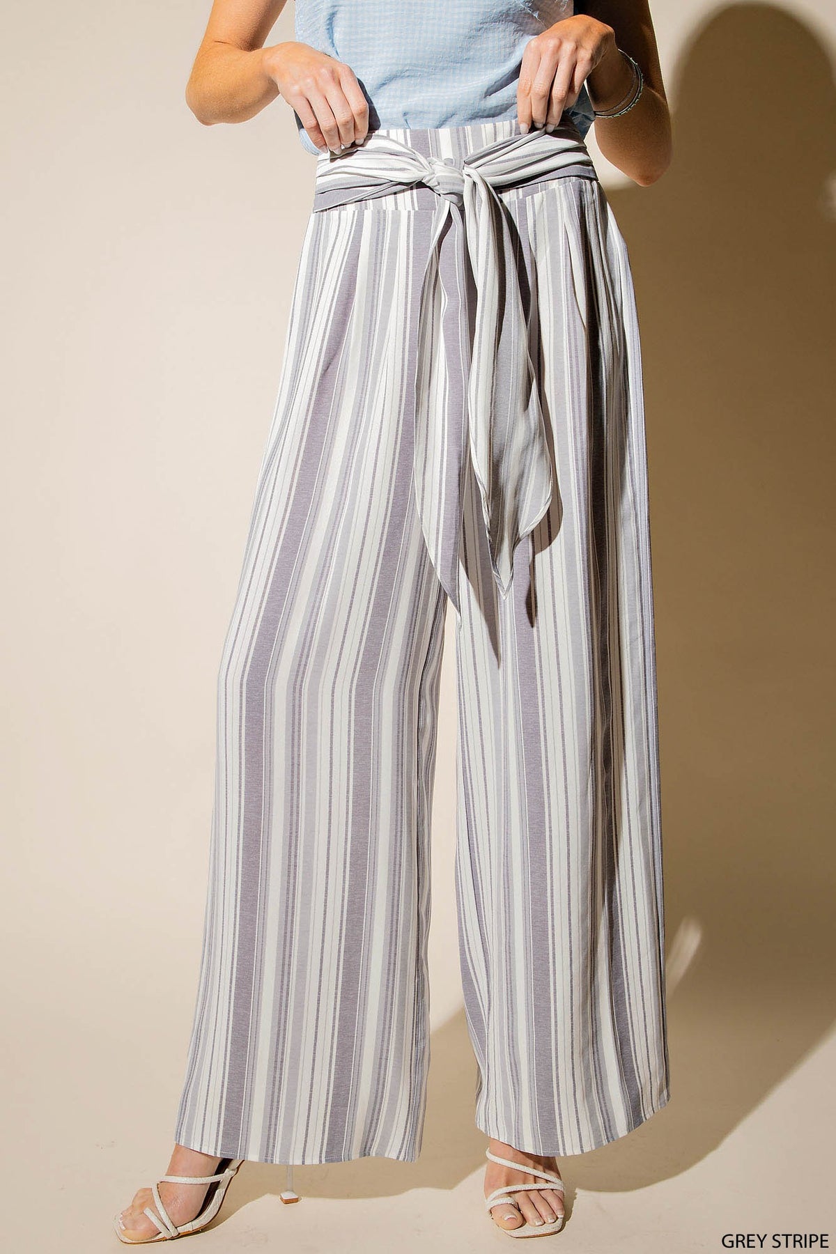 One to Remember Tie Front Pants - Grey