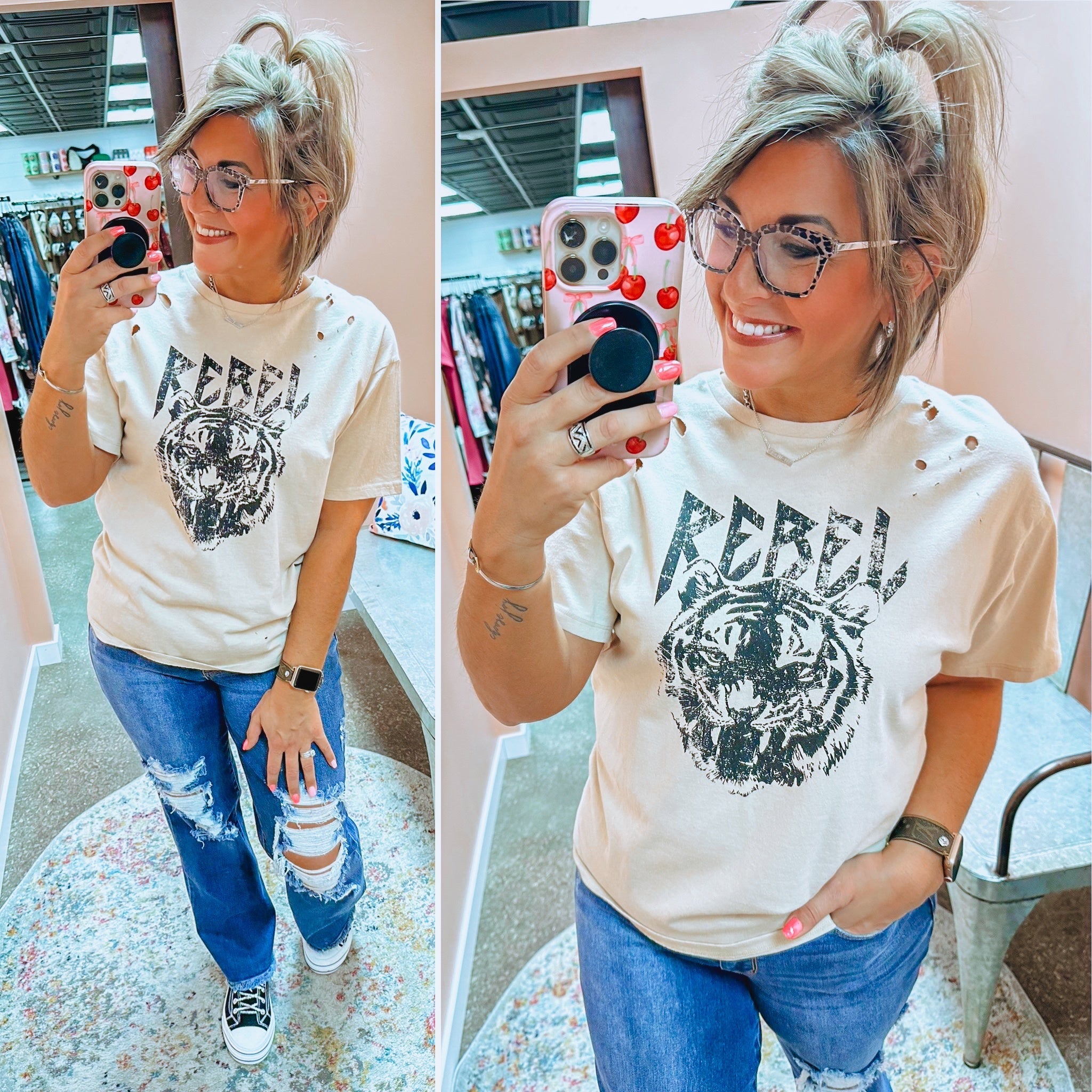 Rebel Distressed Graphic Tee
