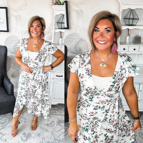 Stay With Me Forever Floral Dress - Cream