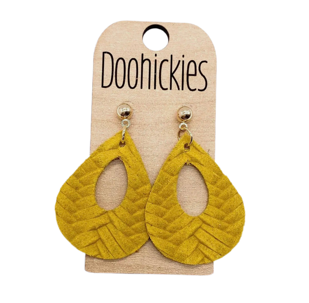 1.5" Fall Braided Raindrop Earrings - Mustard