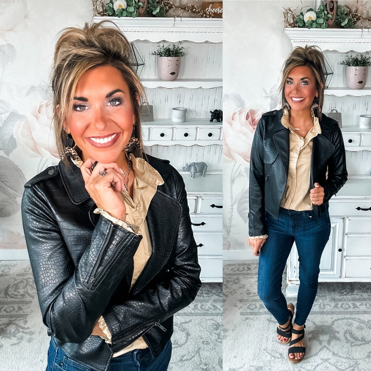 Free to Go Vegan Leather Biker Jacket