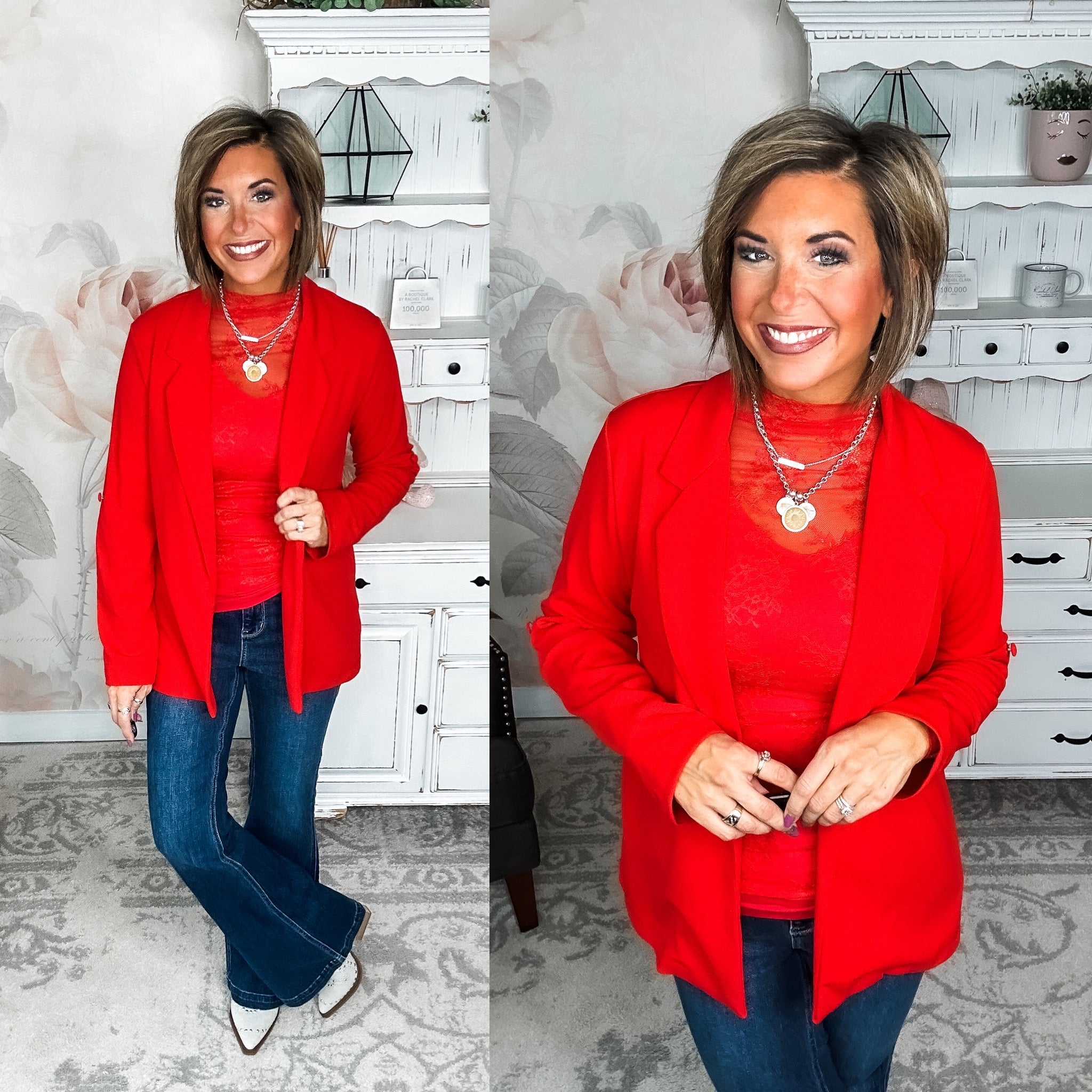 Sweetest Friend Mesh Lace Top - Red